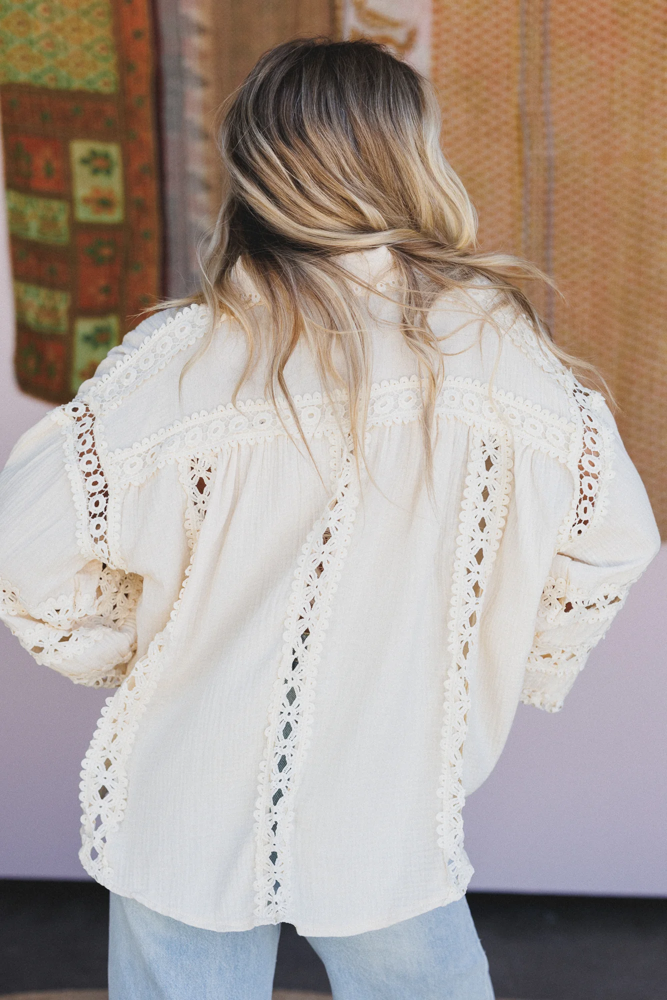 Hideout Button Up Top - Cream - Image 5