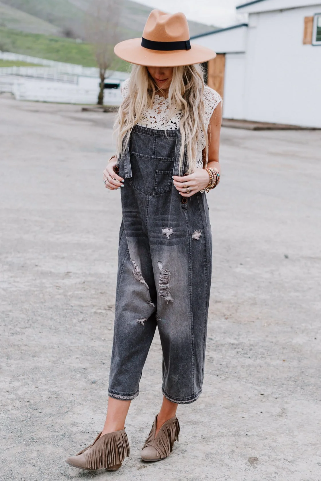 High Hopes Slouchy Denim Overalls - Black - Image 5
