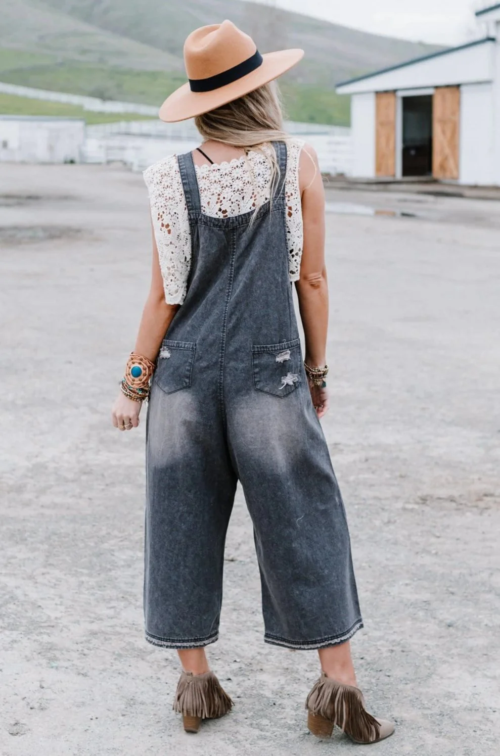 High Hopes Slouchy Denim Overalls - Black - Image 7