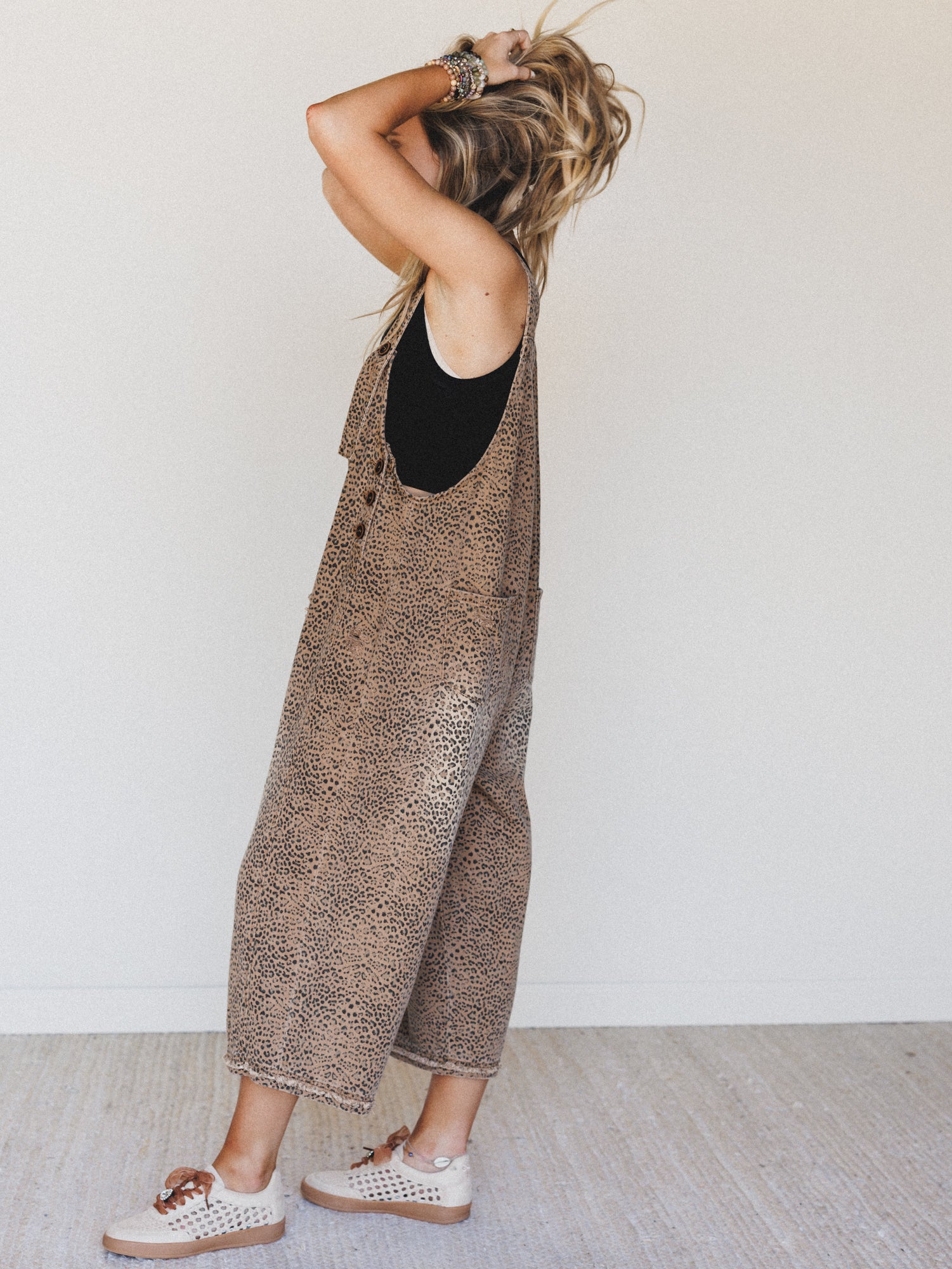High Hopes Slouchy Denim Overalls - Mocha Brown - Image 2