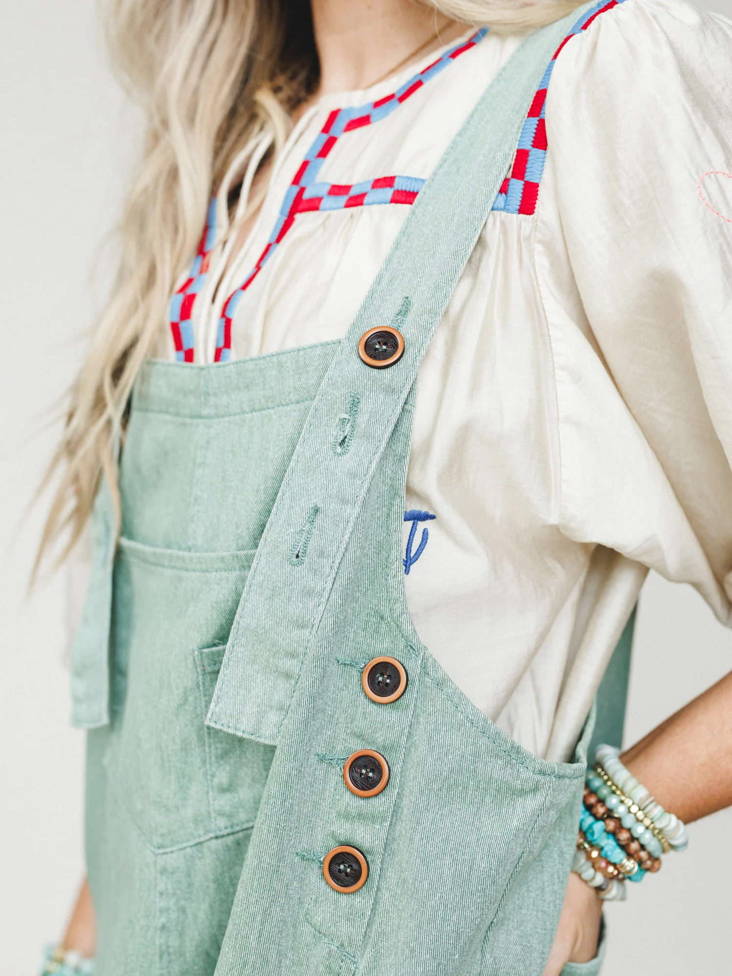 High Hopes Slouchy Denim Overalls - Sage - Image 3