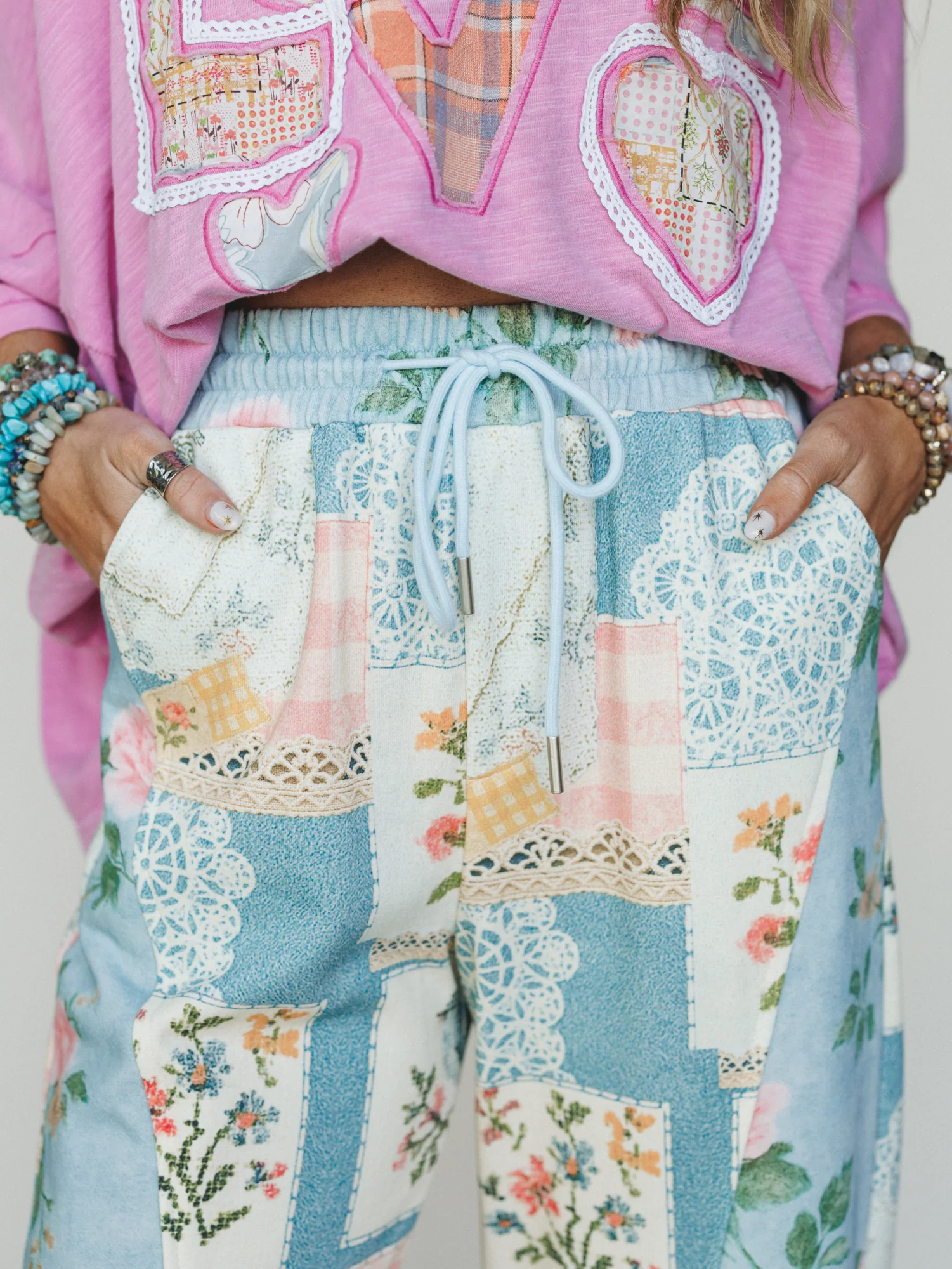High Tea Garden Barrel Lounge Pants - Blue Combo - Image 3