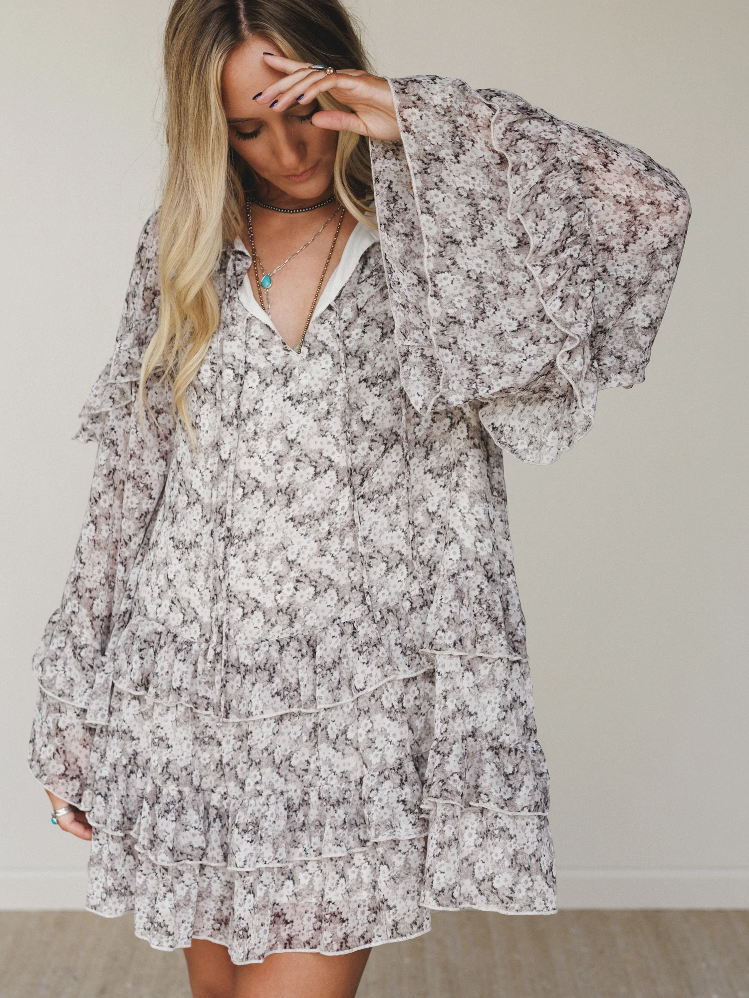 Honeycloud Days Floral Dress - Grey - Image 4