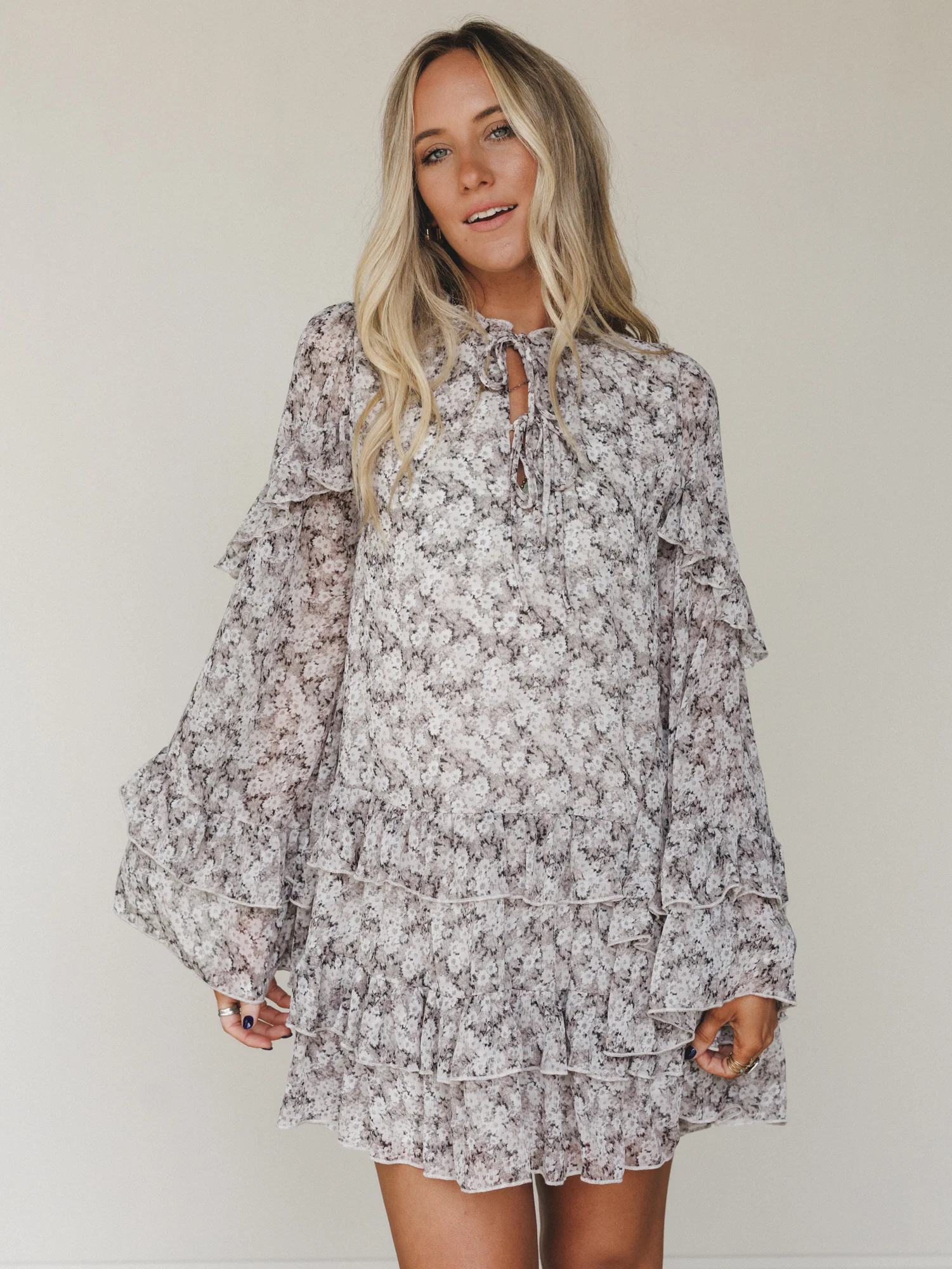 Honeycloud Days Floral Dress - Grey - Image 6