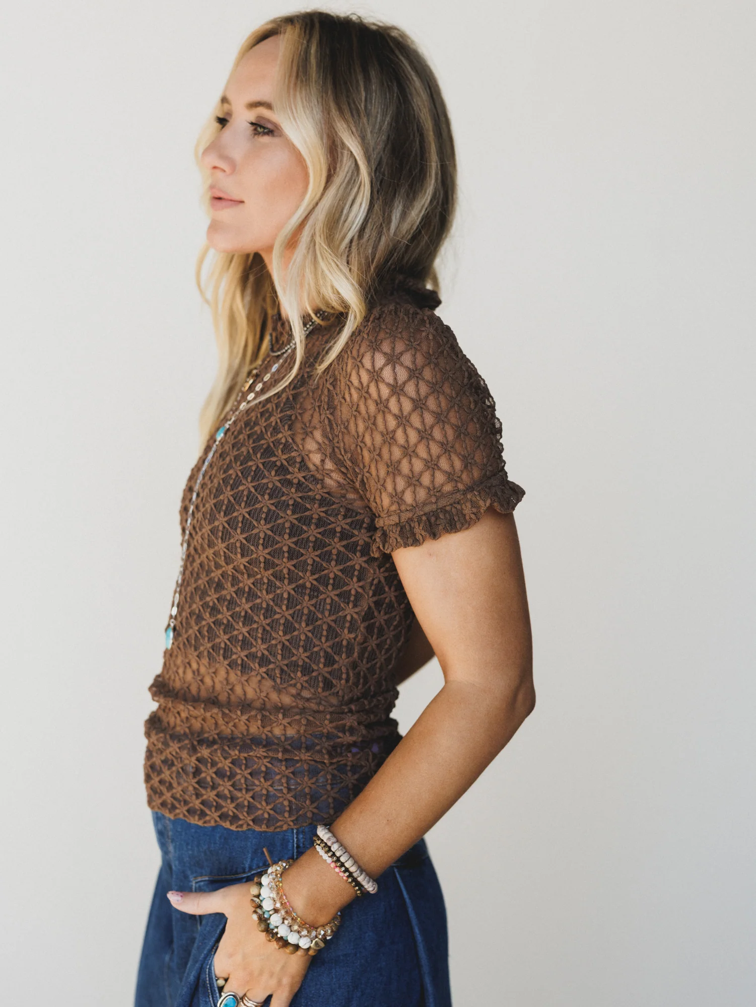 Hopeful Lace Top - Brown - Image 4