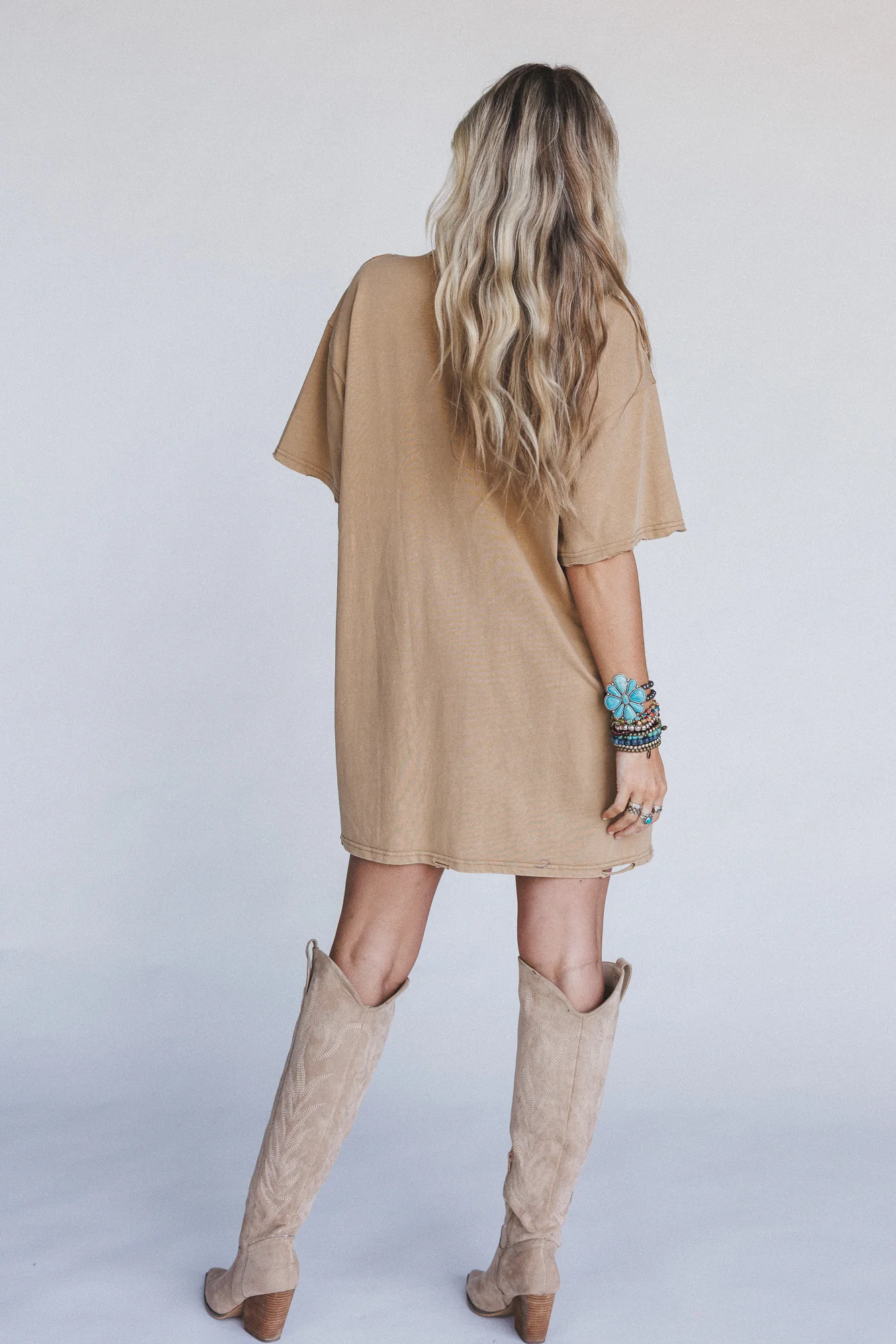 Howdy Vibes Tee Dress - Tan - Image 4