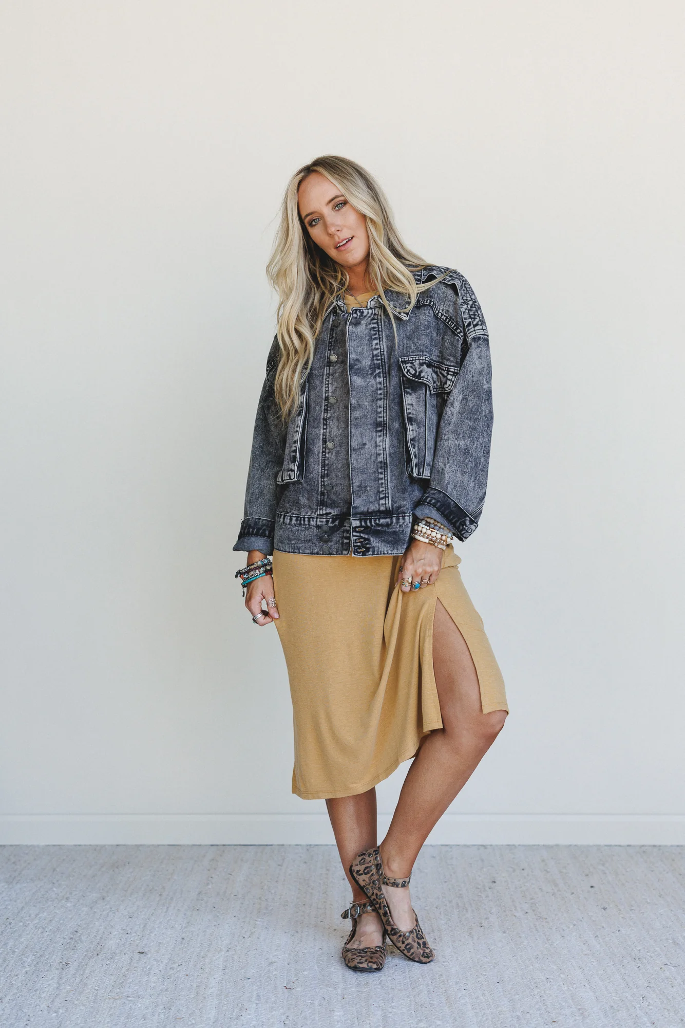 Hushed Glow Slit Midi Dress - Mustard - Image 5
