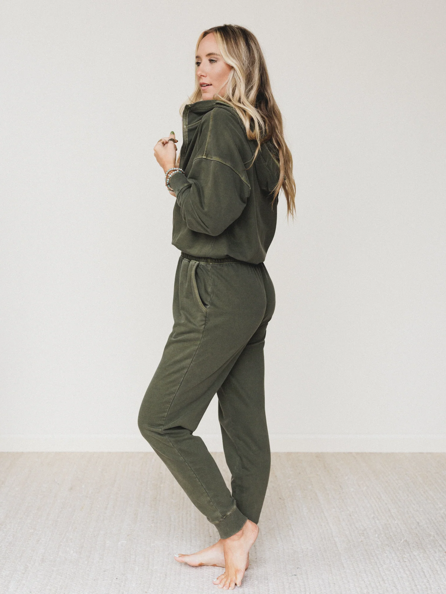 In A Dream Lounge Jumpsuit - Dark Olive - Image 4