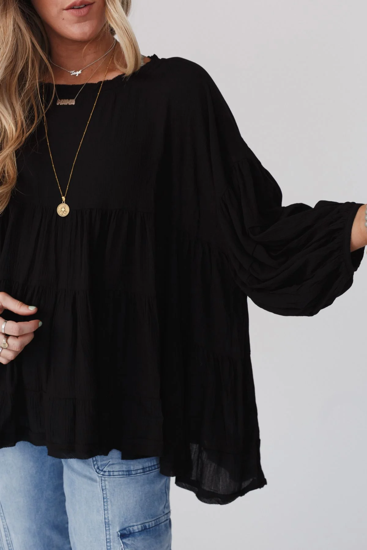In The Clouds Tunic Top - Black - Image 9