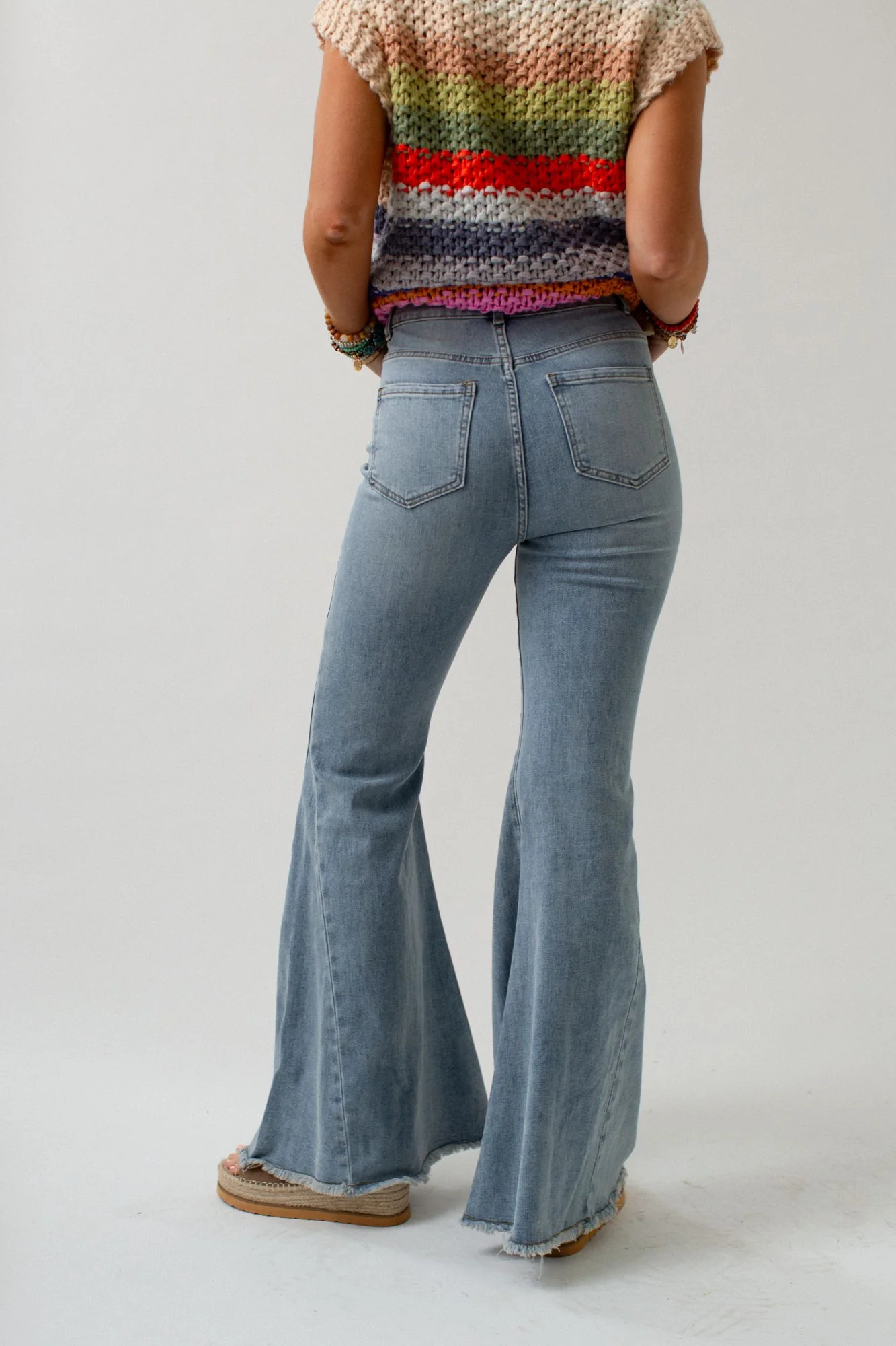 The Nest Indigo Flare Bell Bottom Jean - Light Wash - Image 6