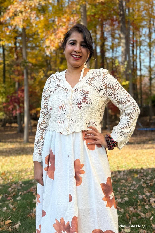 Ipanema Flower Crochet Cardigan - Natural - Image 3