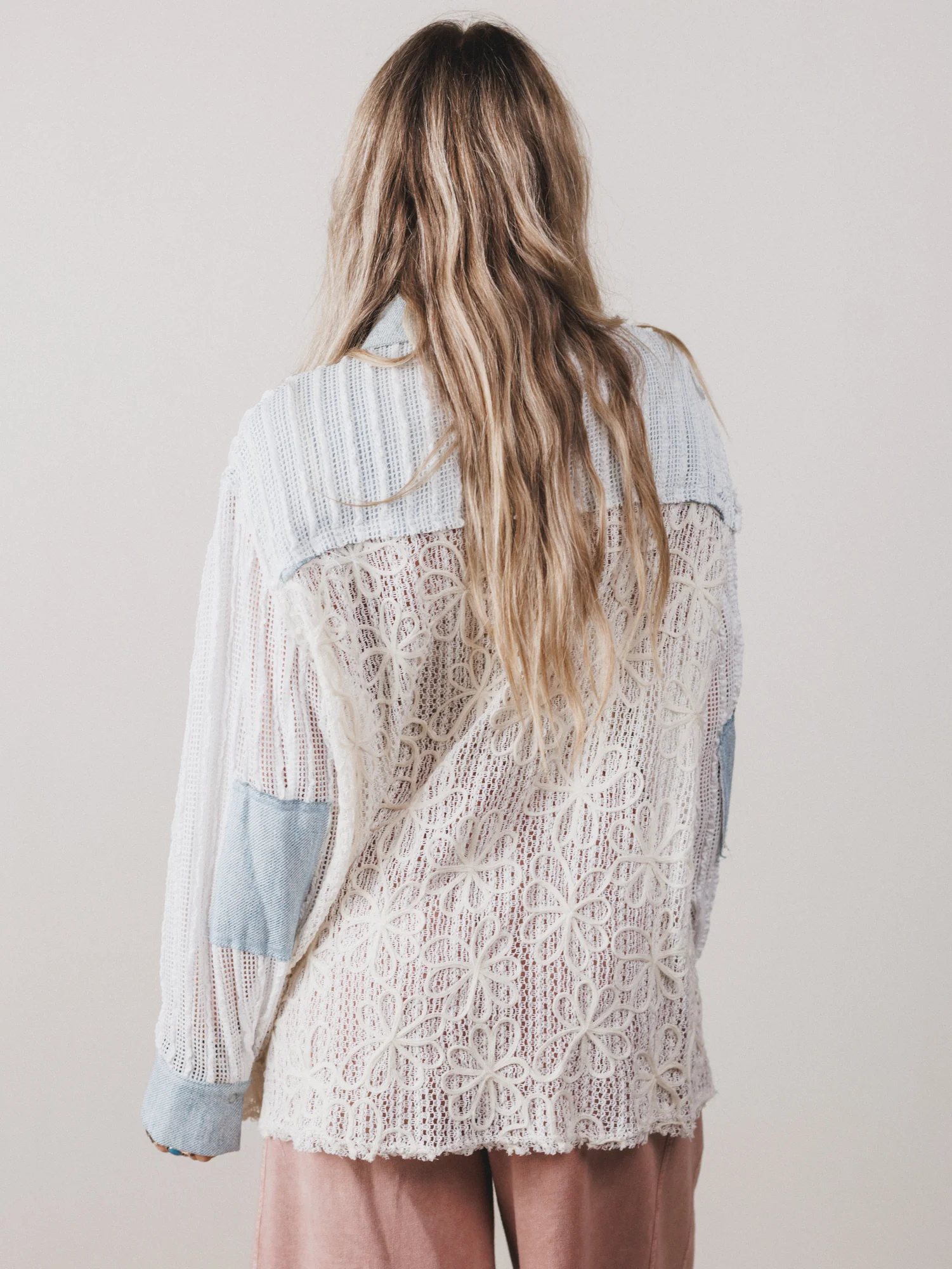 Isadora Lace Button Down Shacket - Blue - Image 7