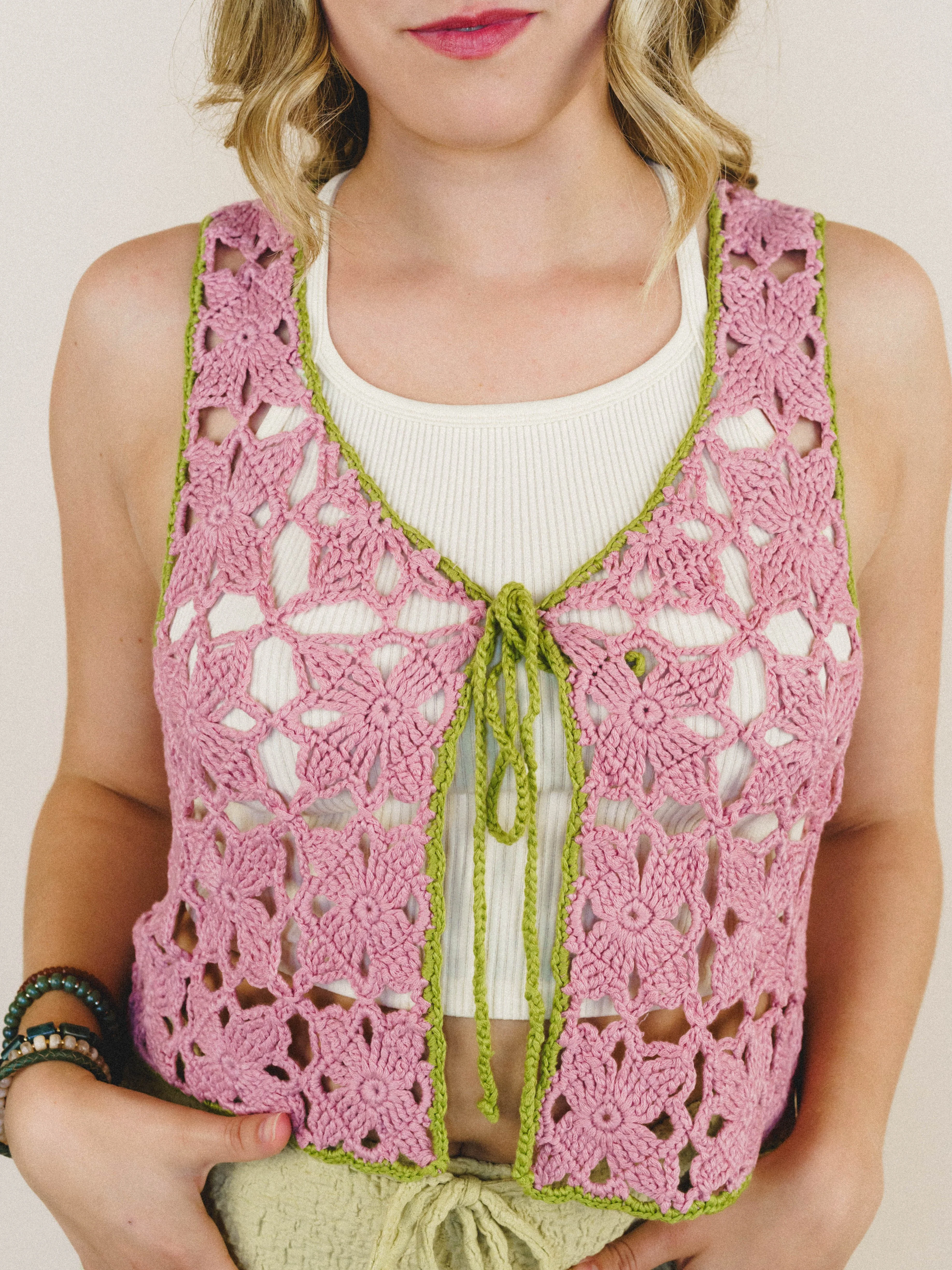 Island Awaits Crochet Vest - Strawberry - Image 5