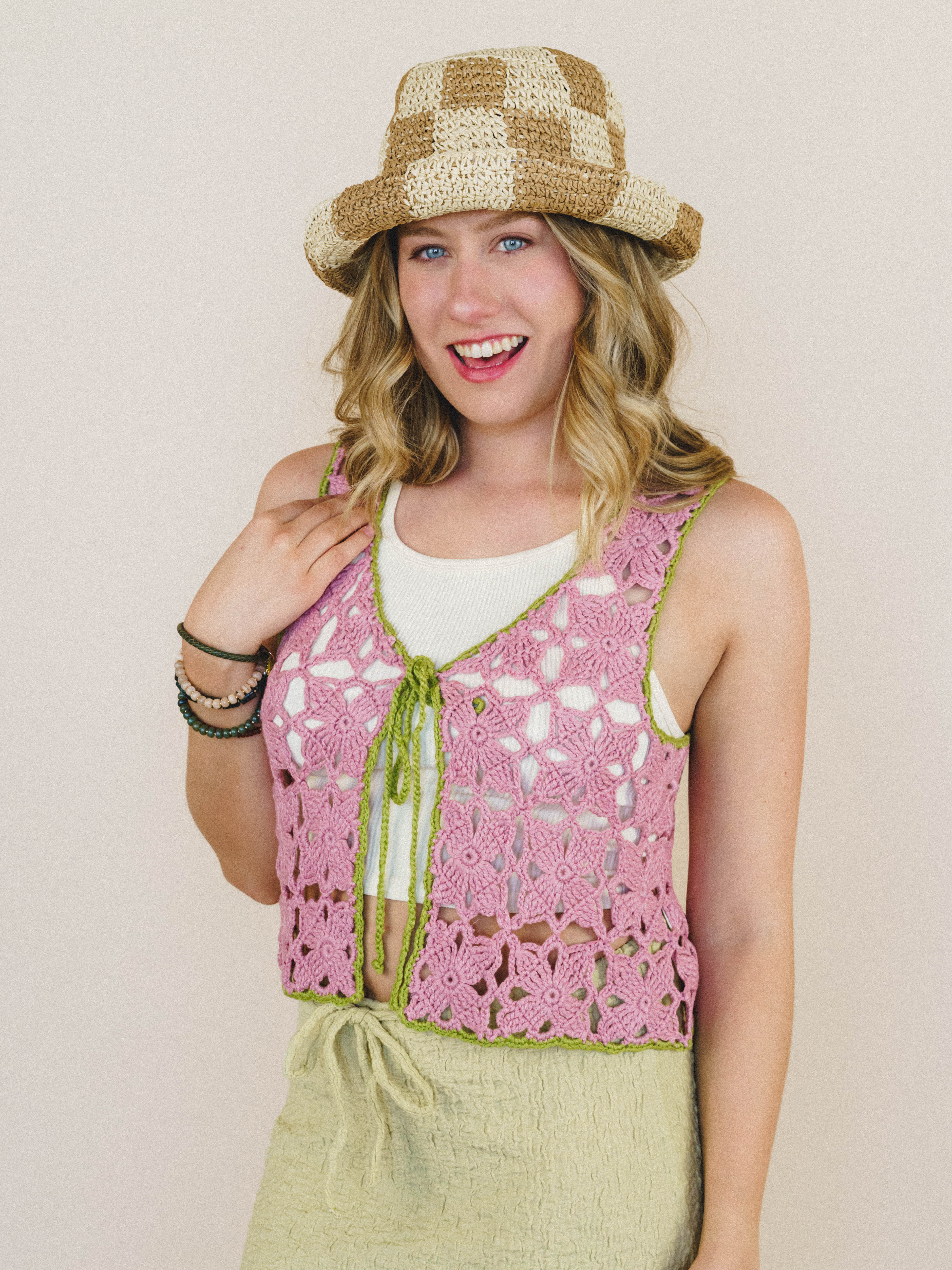 Island Awaits Crochet Vest - Strawberry - Image 6
