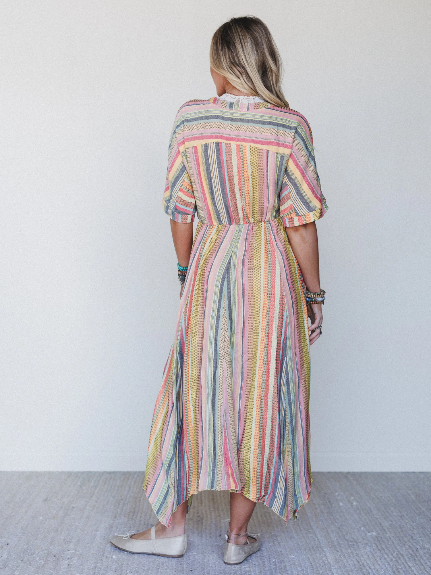 Island Tan V Neck Maxi Dress - Yellow Multi - Image 4
