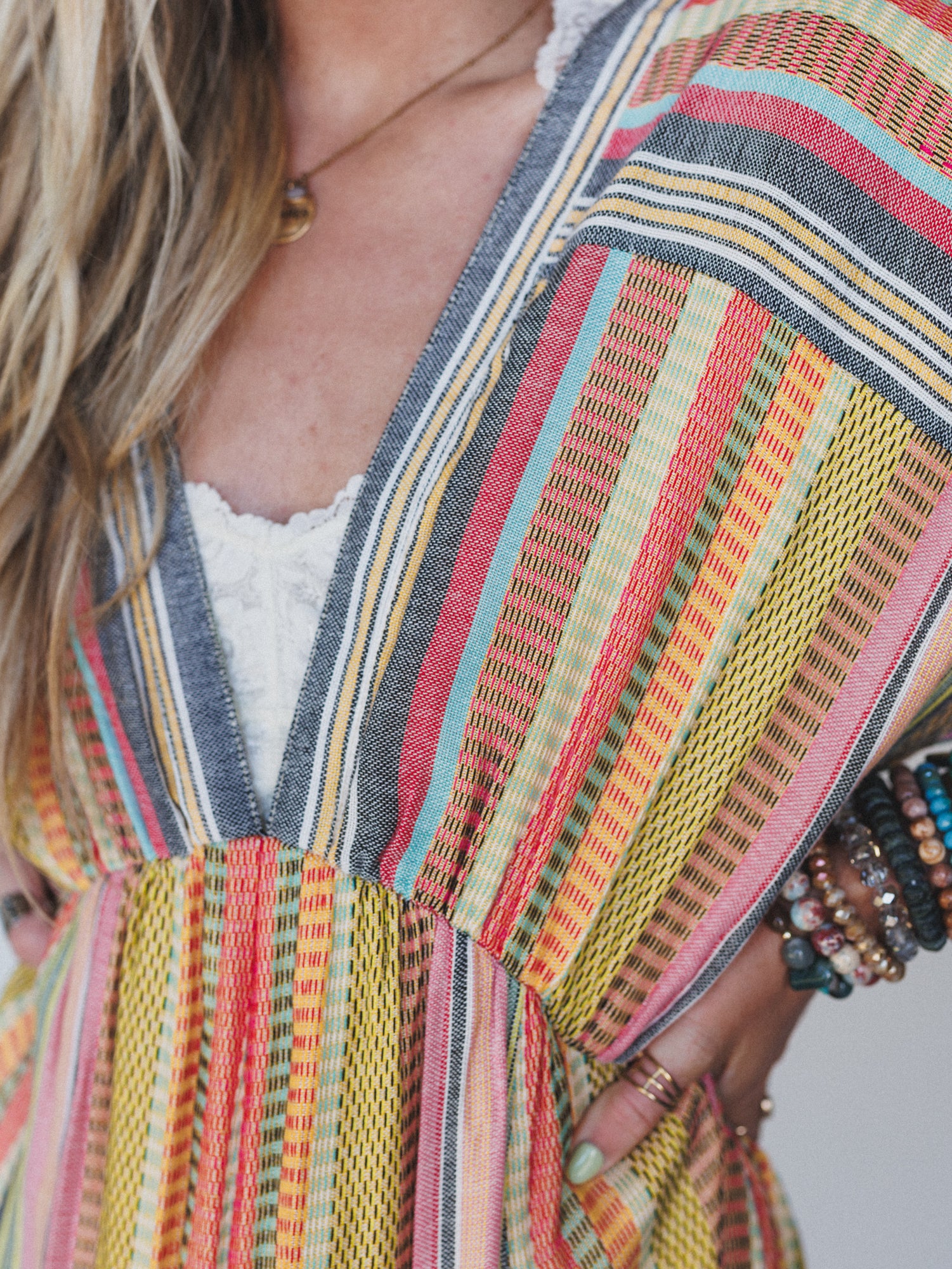 Island Tan V Neck Maxi Dress - Yellow Multi - Image 7