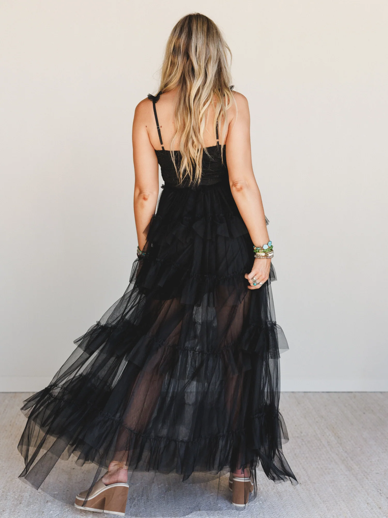 Isley Lace Tiered Maxi Dress - Black - Image 5