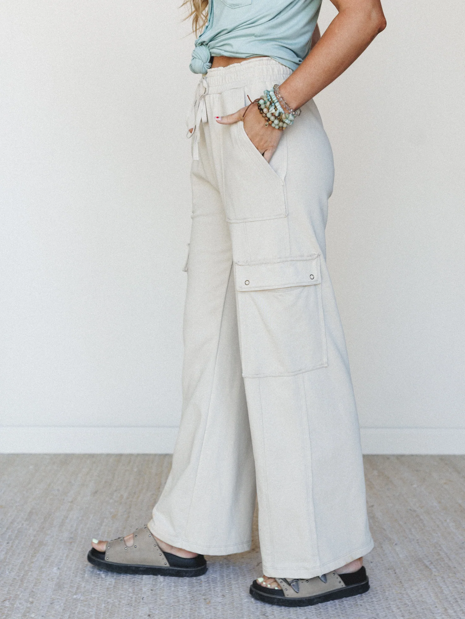 It's a Match Wide Leg Pants - Bone - Image 2