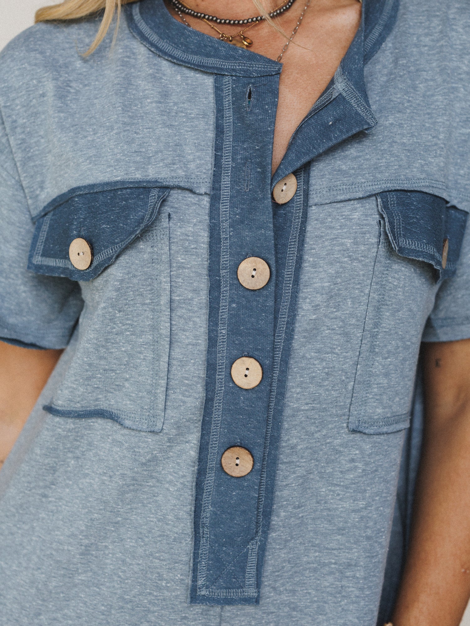 The Nest Jodi Short Sleeve Jumpsuit - Blue - Image 3