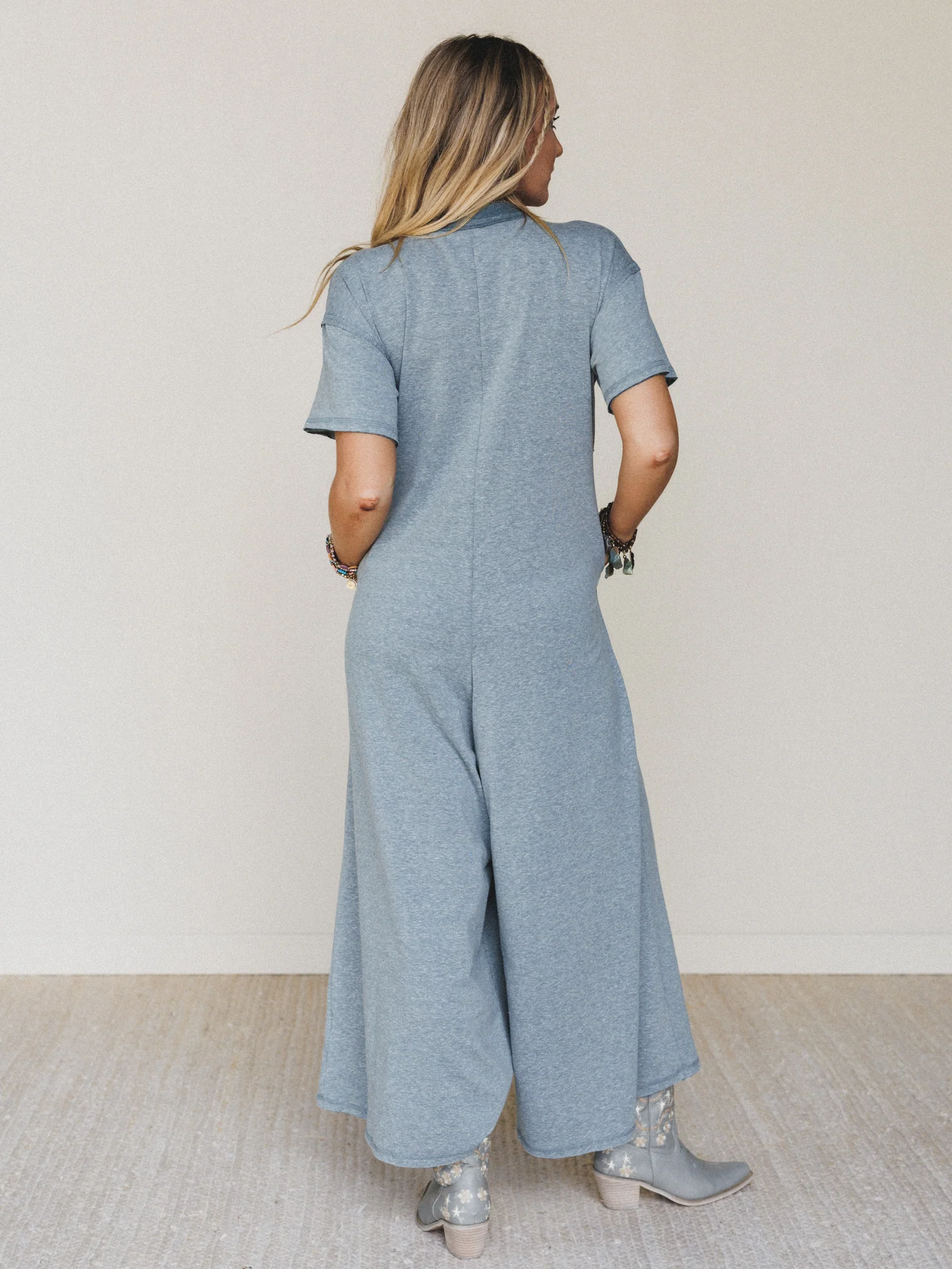 The Nest Jodi Short Sleeve Jumpsuit - Blue - Image 5