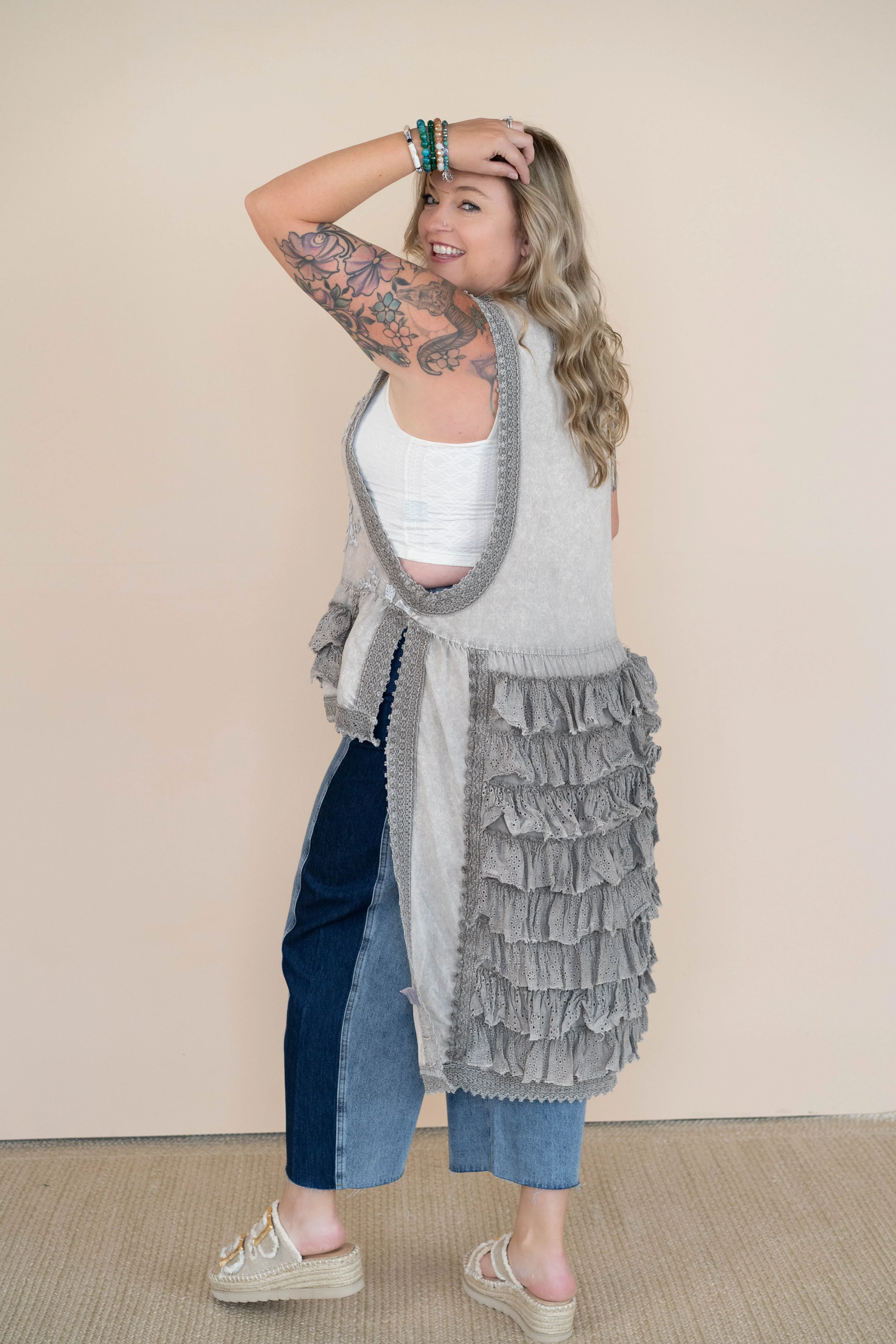 Jolie Prairie Top - Taupe - Image 2