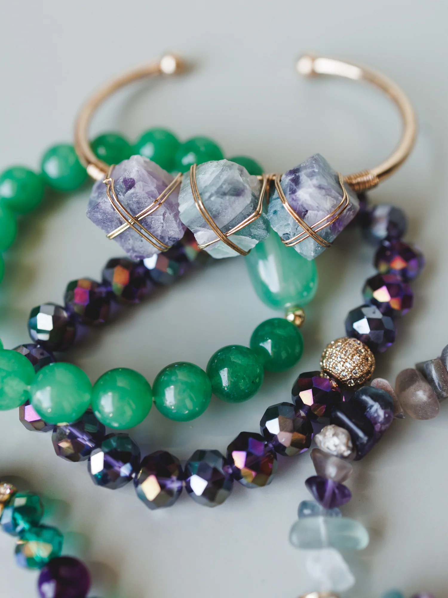 Josephine Bracelet Set - Green Multi - Image 2