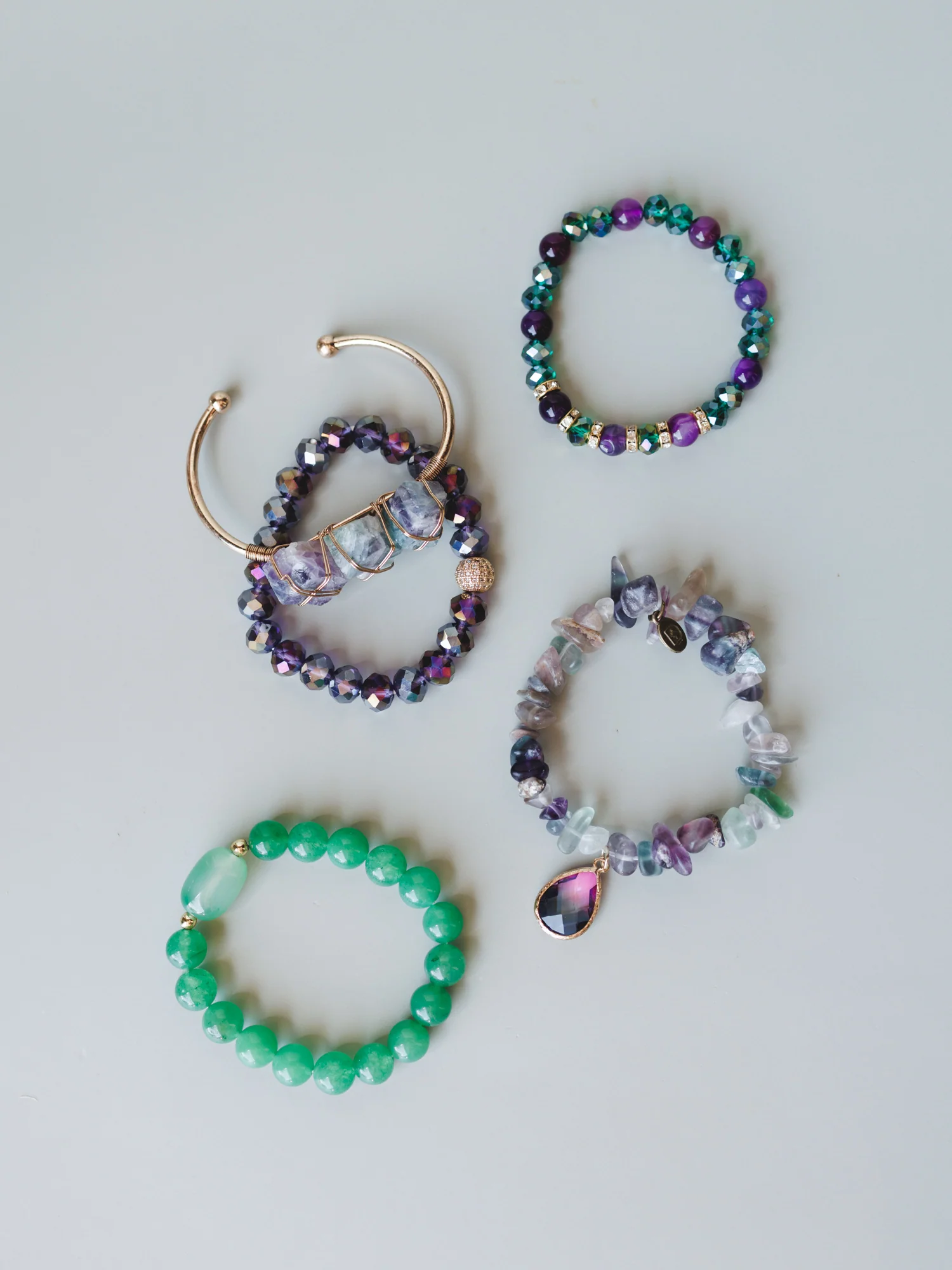 Josephine Bracelet Set - Green Multi