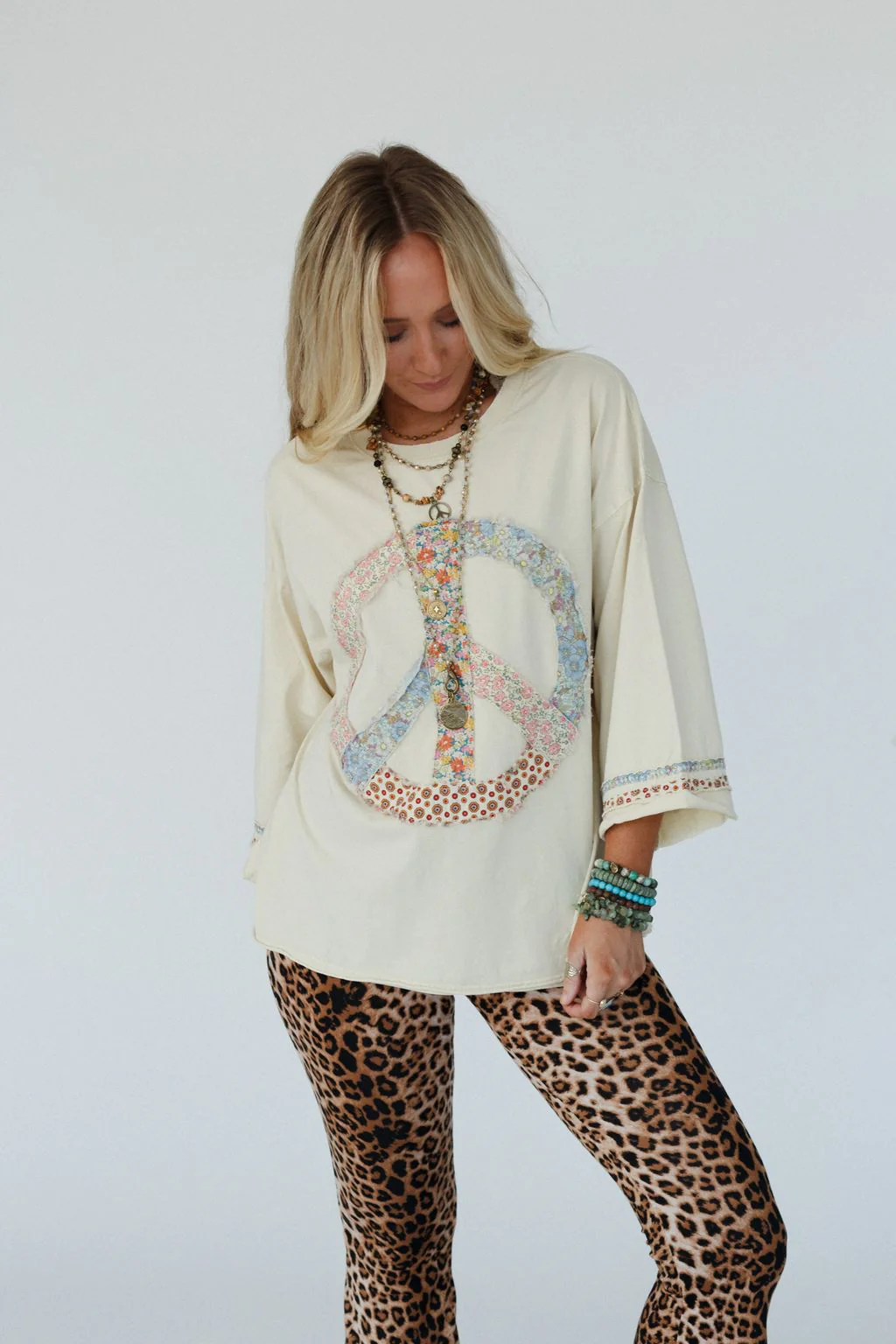 Josephine Peace Patchwork Top - Natural - Image 4