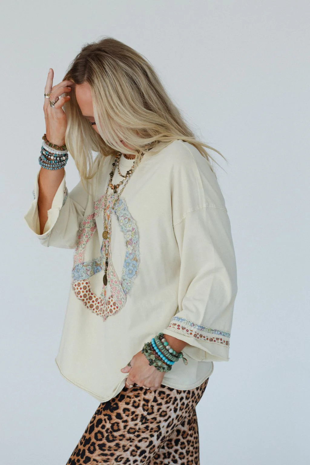 Josephine Peace Patchwork Top - Natural - Image 5
