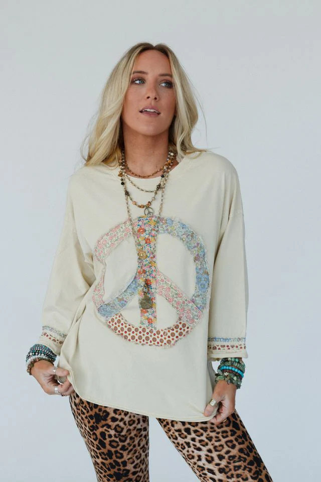 Josephine Peace Patchwork Top - Natural - Image 6