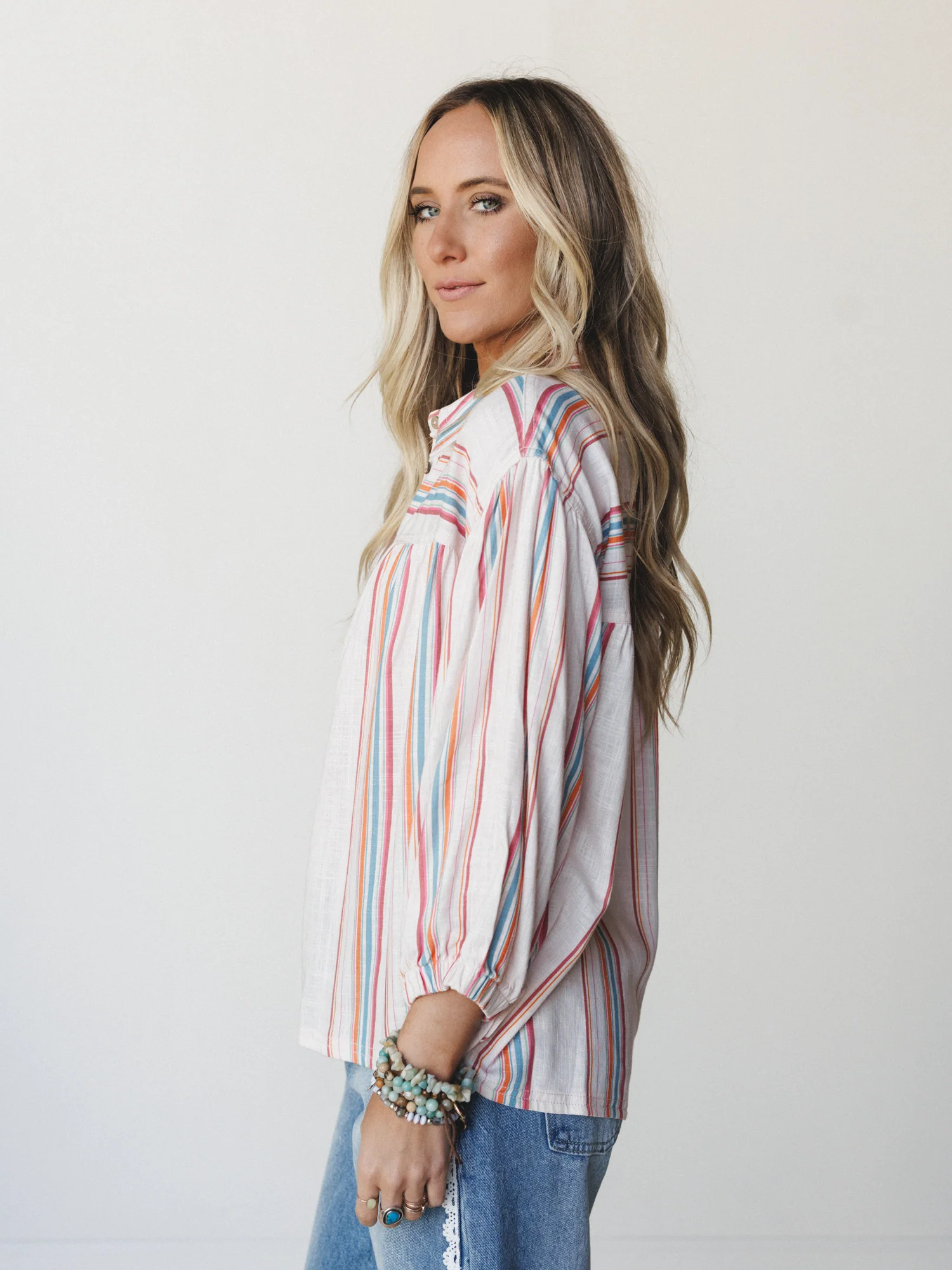 Just like Sunshine Striped Blouse
 - Natural - Image 3
