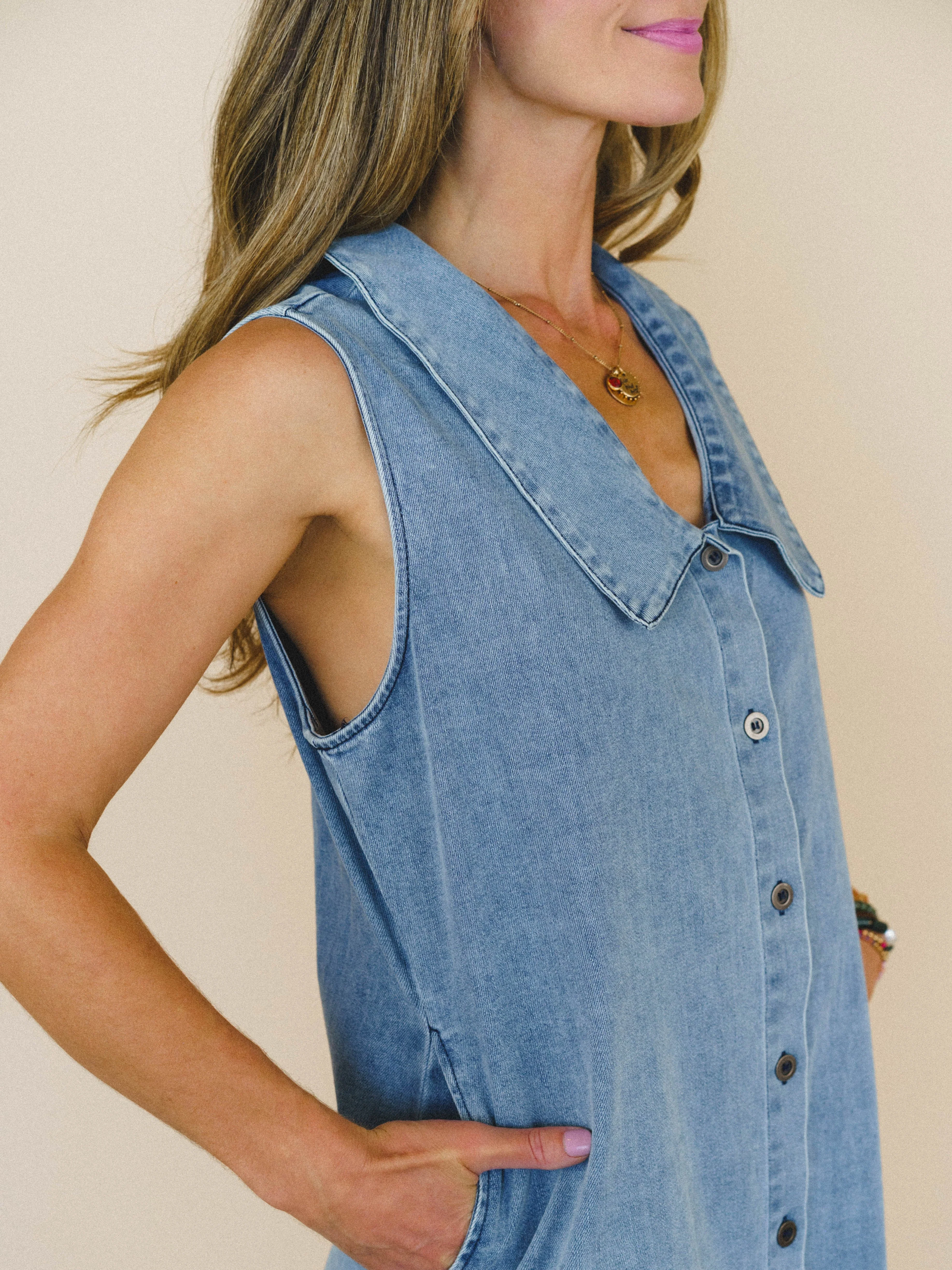 Just the Thing Dress - Denim - Image 3