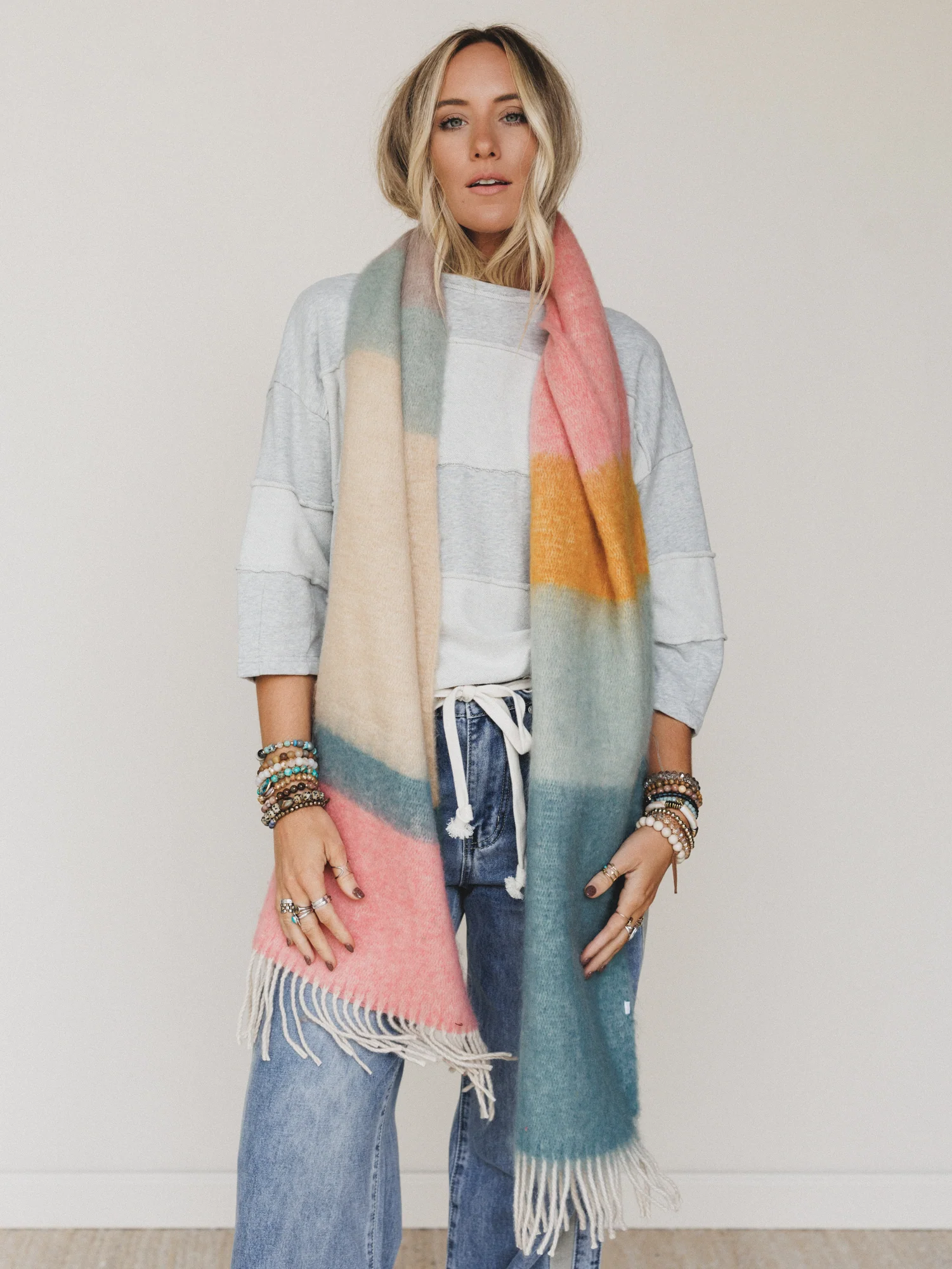 Kaleidoscope Color Block Scarf - Pink