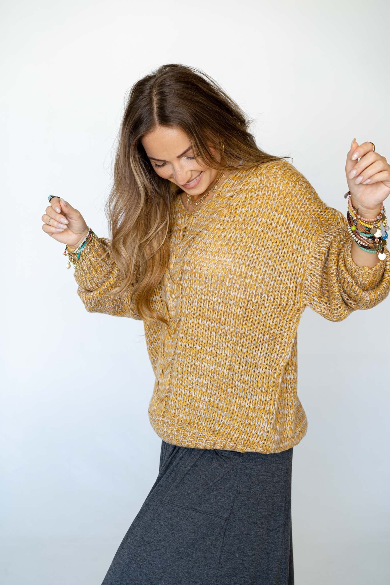 Keep It Cozy Chunky Knit Sweater - Mustard - Image 4
