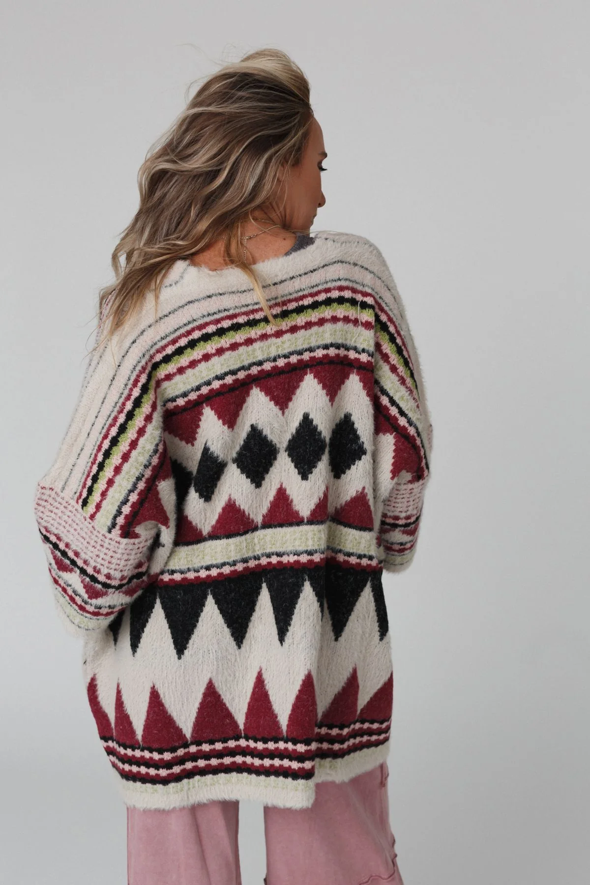 Keep It Up Oversized Cardigan - Berry - Image 2