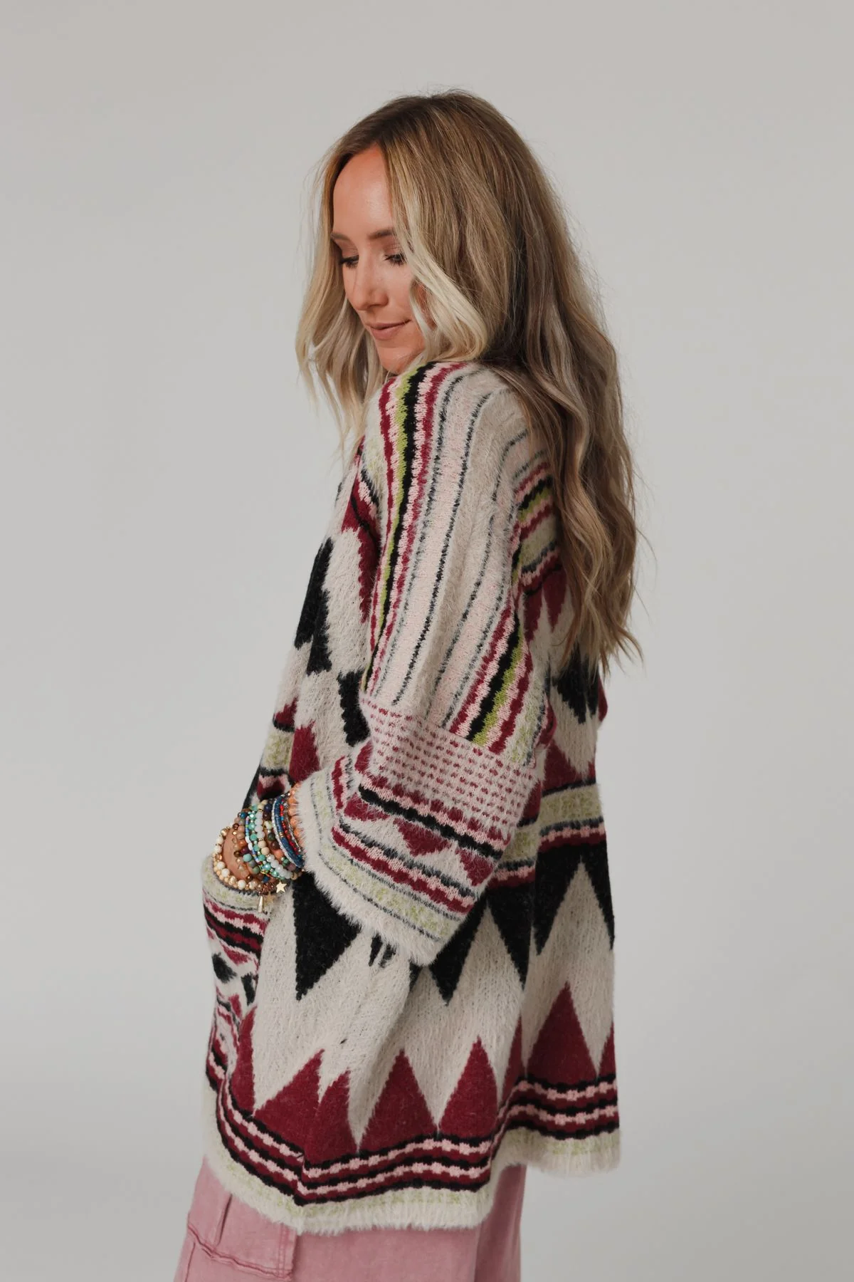 Keep It Up Oversized Cardigan - Berry - Image 3