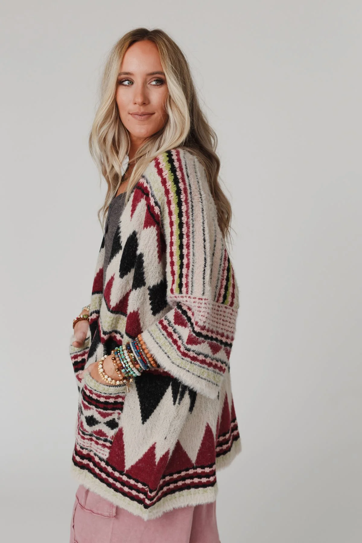 Keep It Up Oversized Cardigan - Berry - Image 4