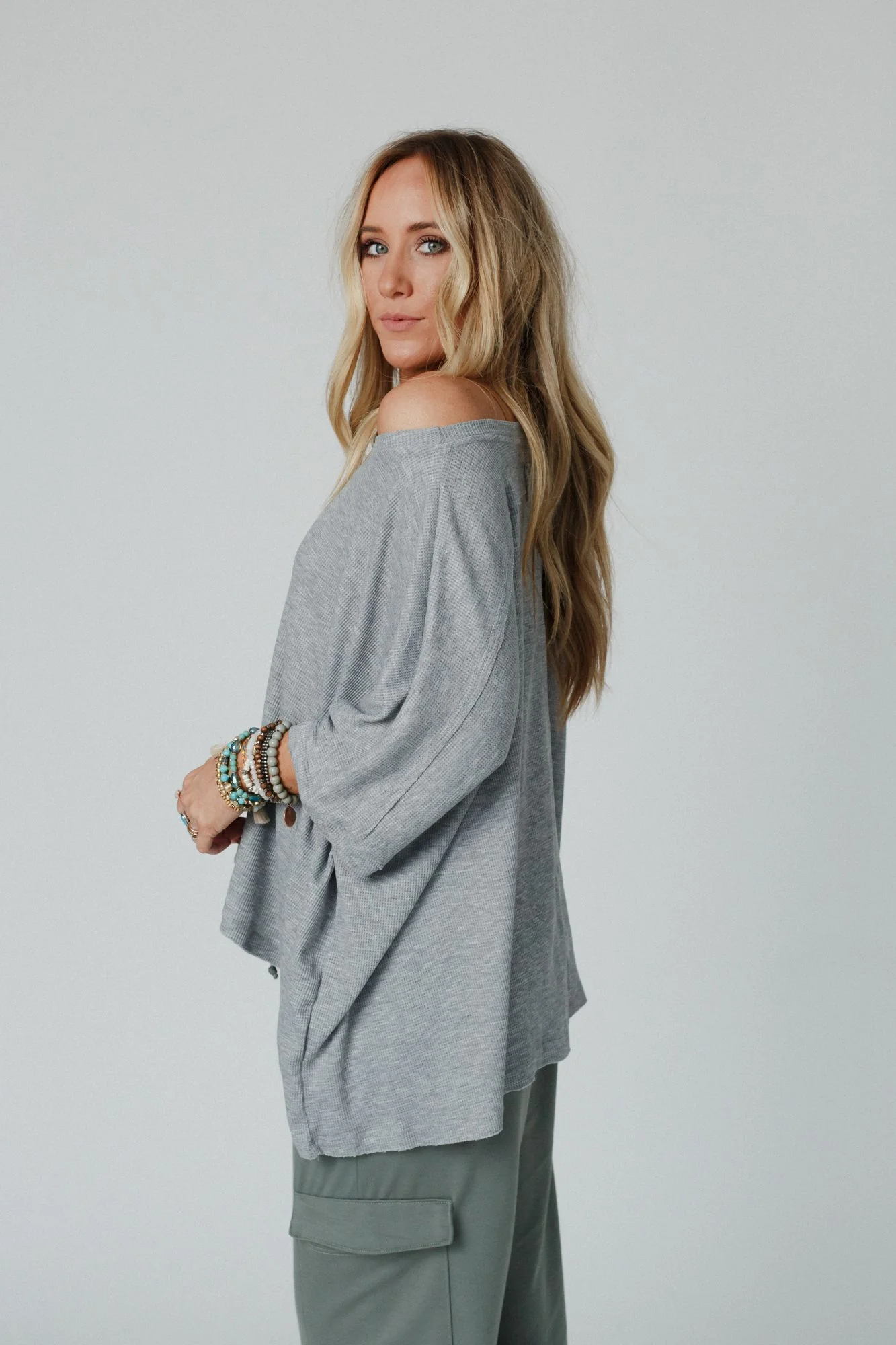 The Nest Kelsie Dolman Top- Heather Gray - Image 3