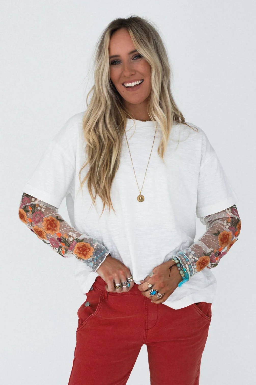 Kindred Floral Embroidered Top - Off White - Image 3