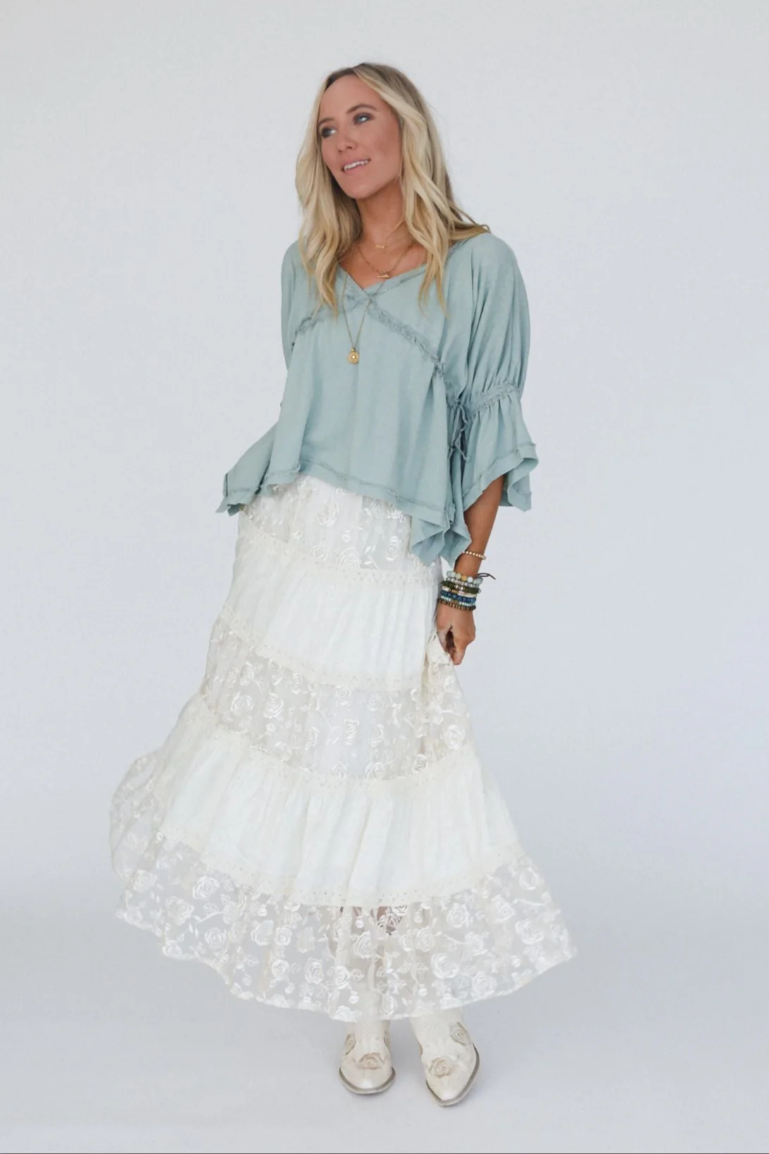 Lace Horizon Maxi Skirt - Cream - Image 2