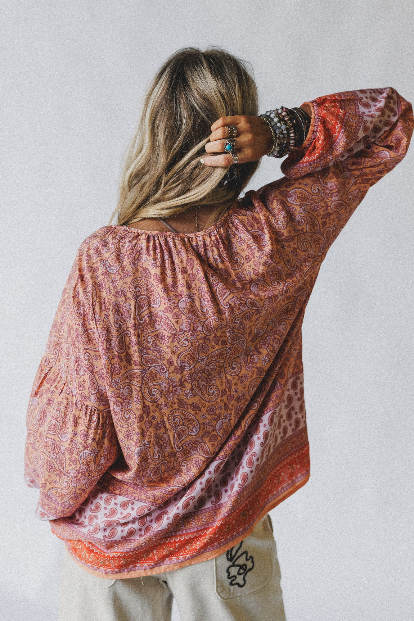 The Nest Lani Border Print Top - Orange Border Print - Image 5