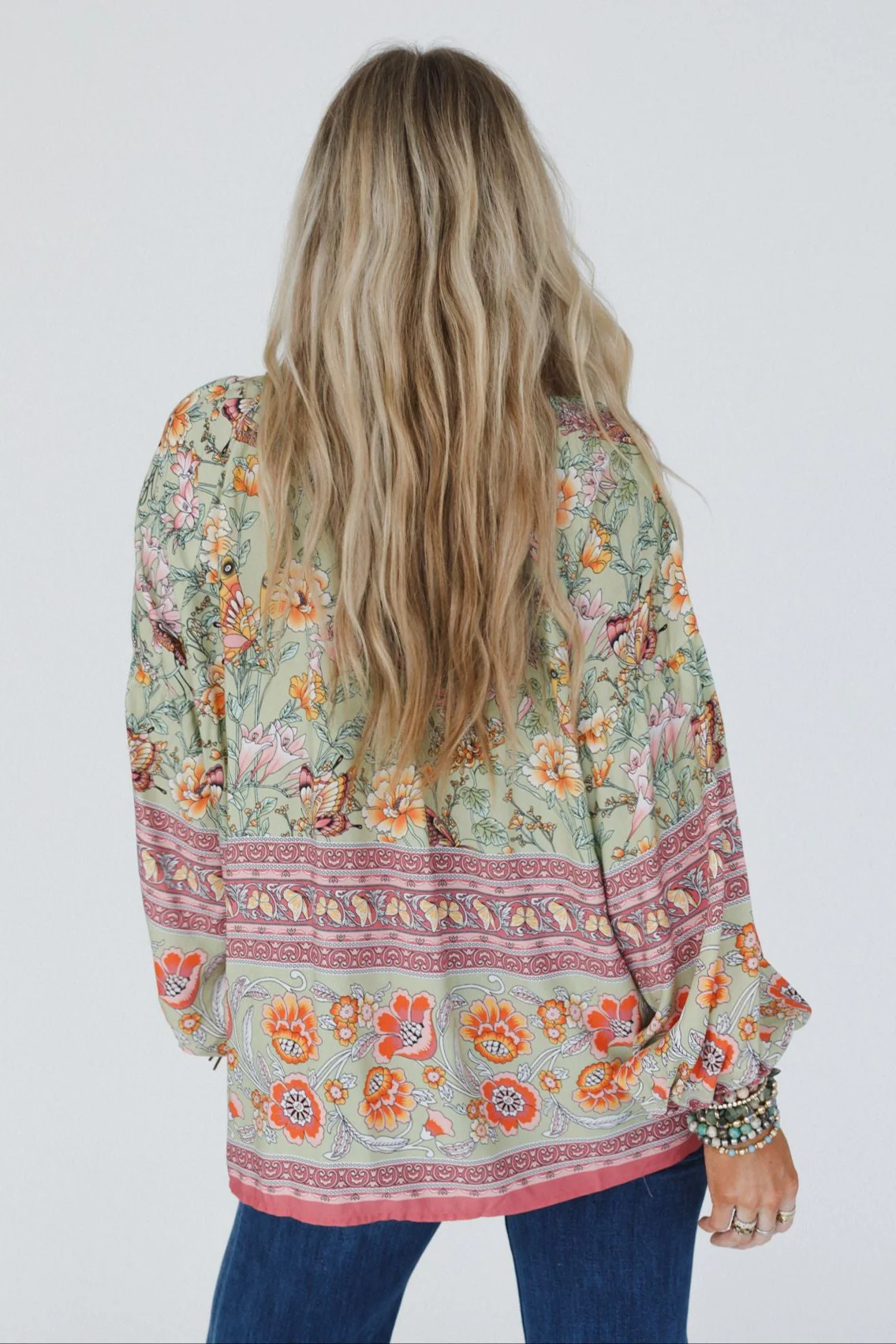 The Nest Lani Border Print Top - Sage - Image 4