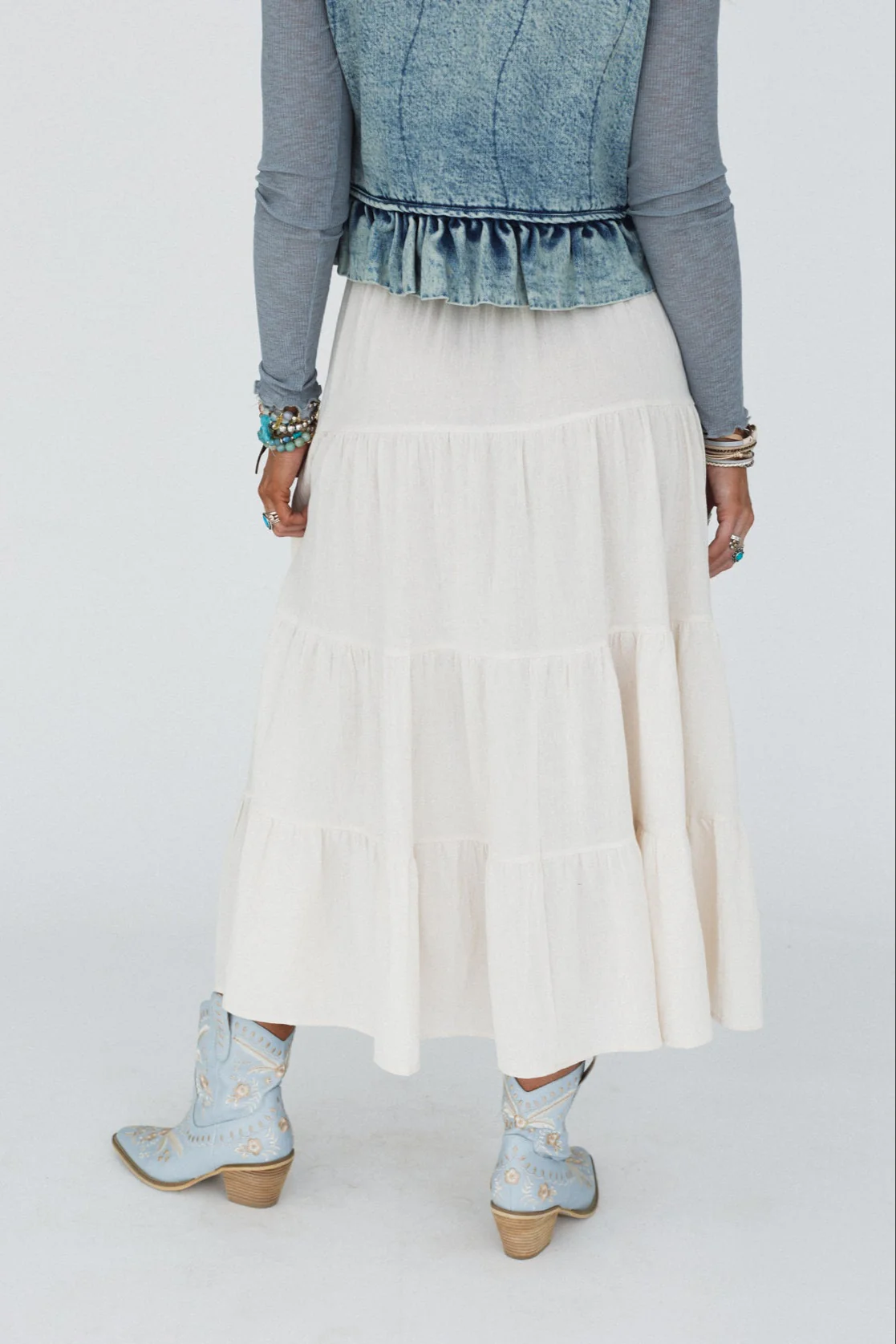 Larkspur Embroidered Maxi Skirt - Natural - Image 6