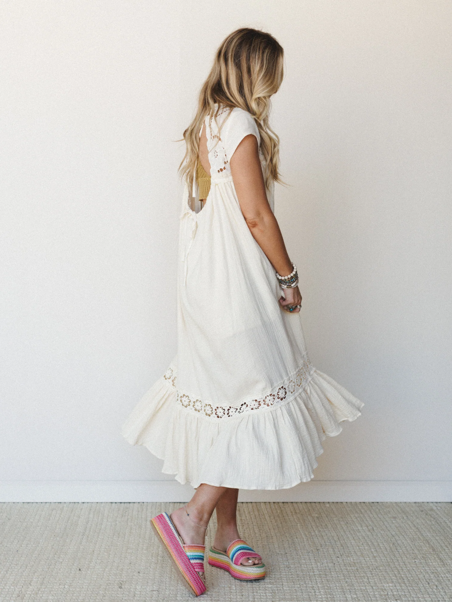 Lavender Loom Dress - Cream