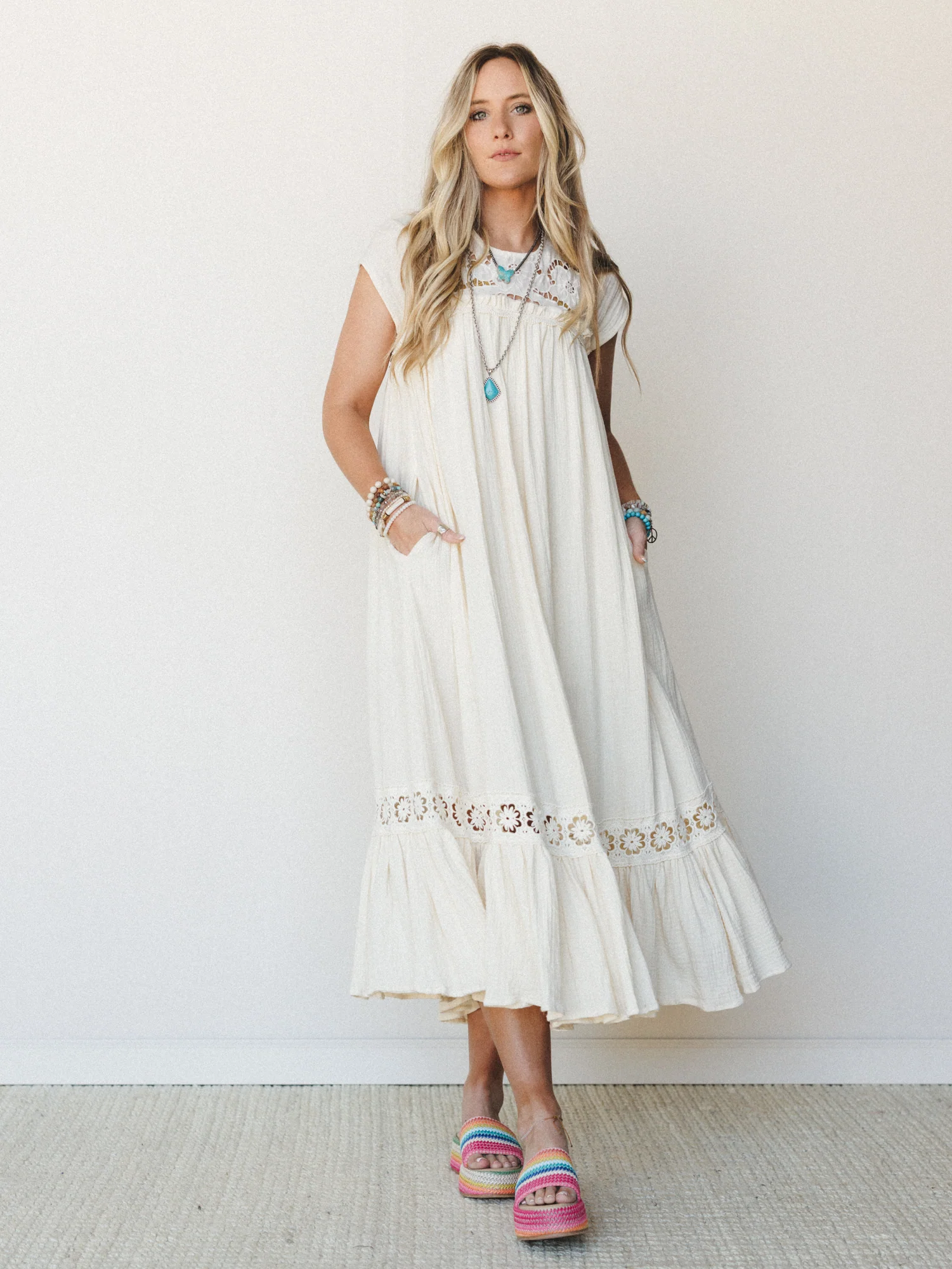Lavender Loom Dress - Cream - Image 2