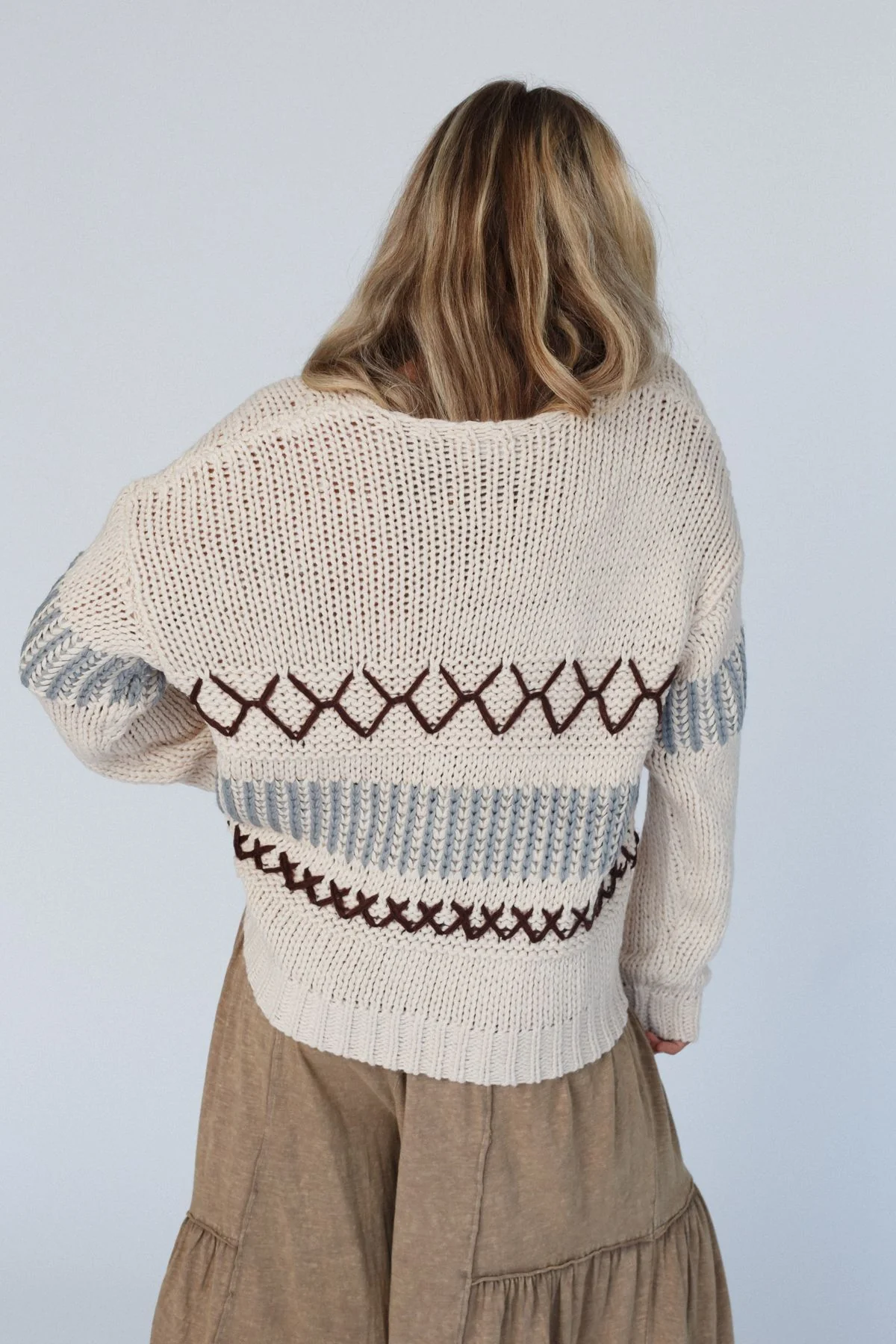 LeAnn V Neck Sweater - Oatmeal - Image 4
