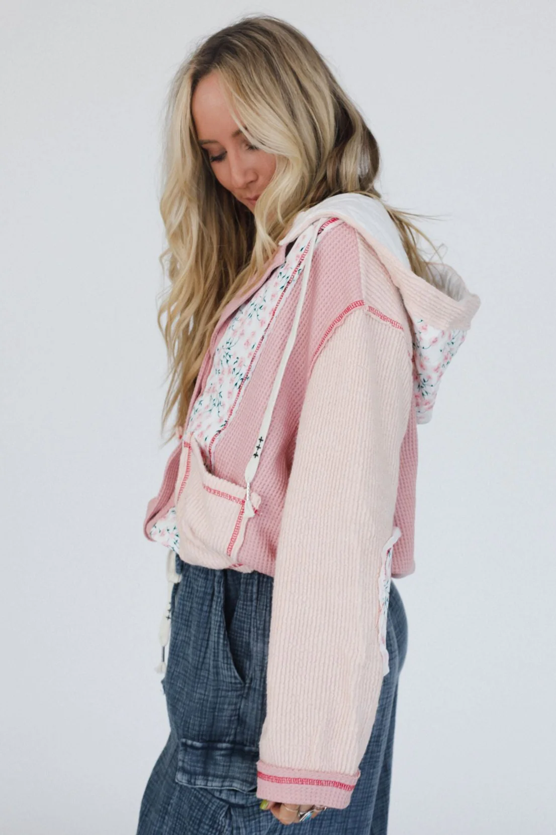 Leighton Button Up Floral Shacket - Pink - Pre Order - Image 2