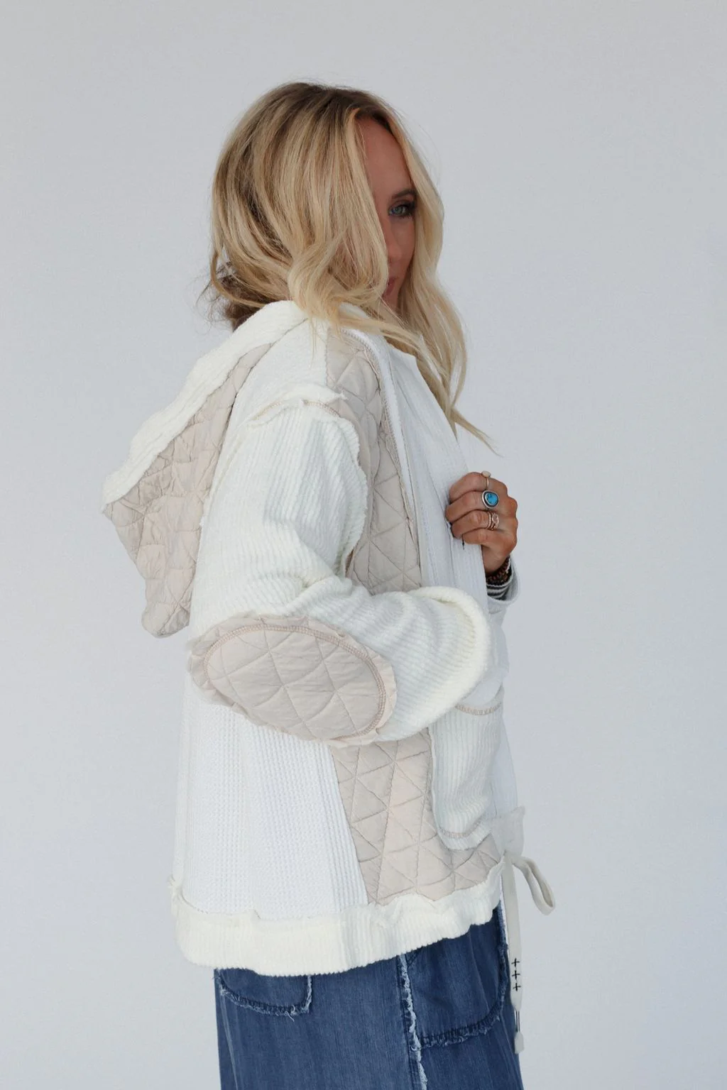 Leighton Button Up Jacket - Cream - Image 4
