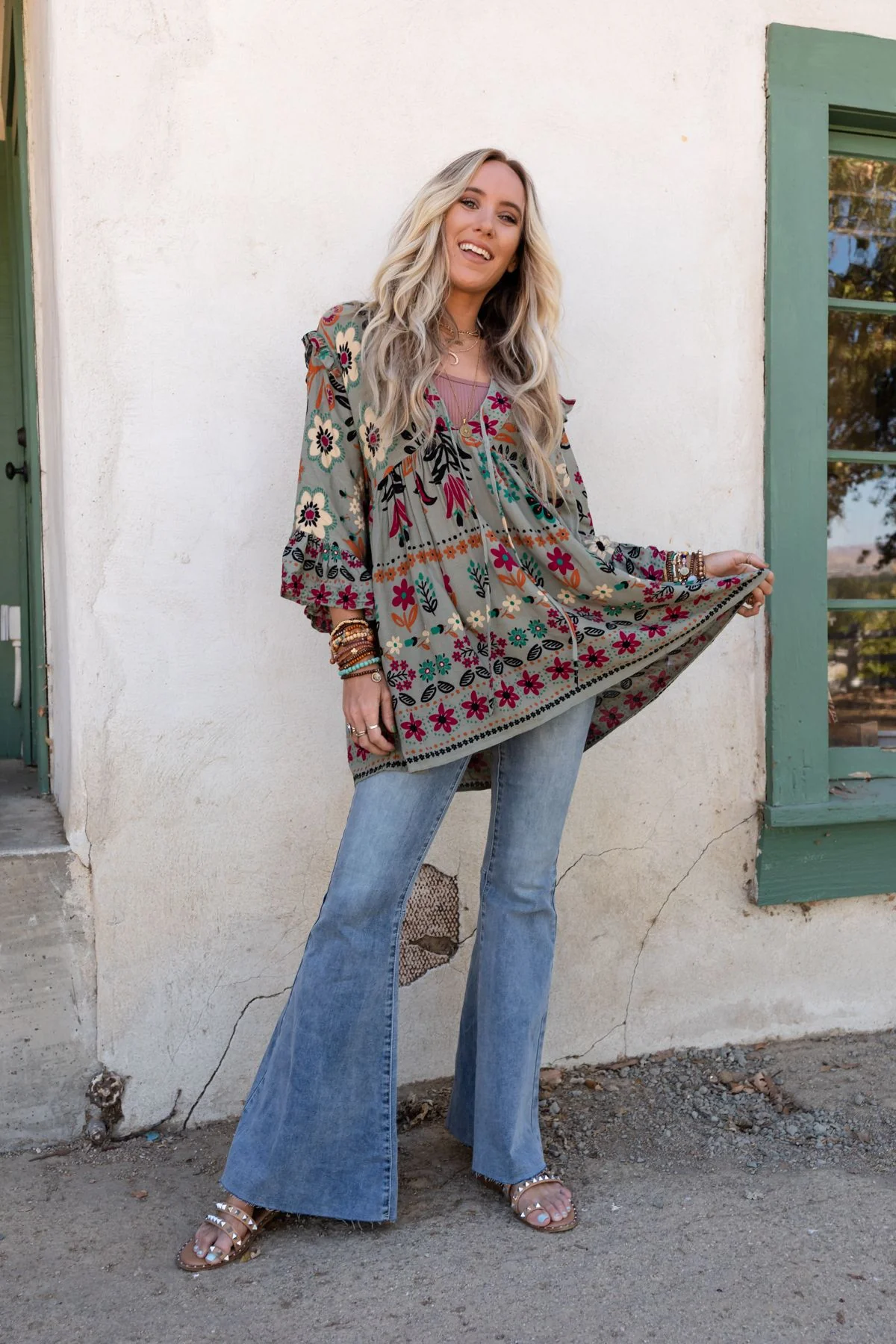 Leona Floral Print Tunic - Sage - Image 4