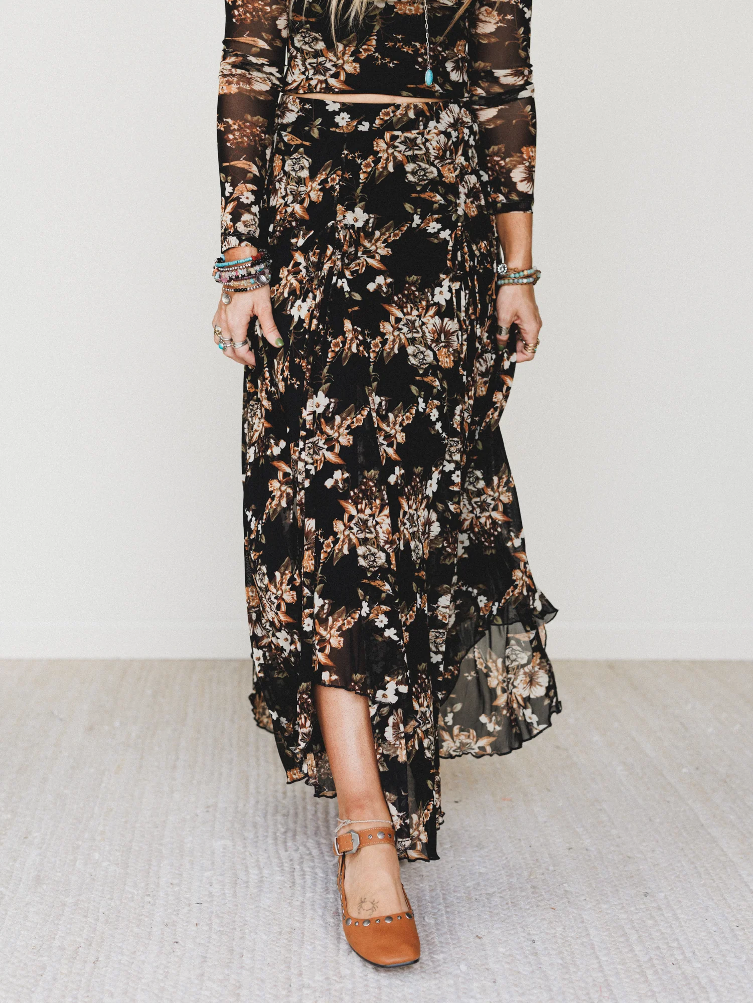 Let It Layer Floral Skirt - Black - Image 4